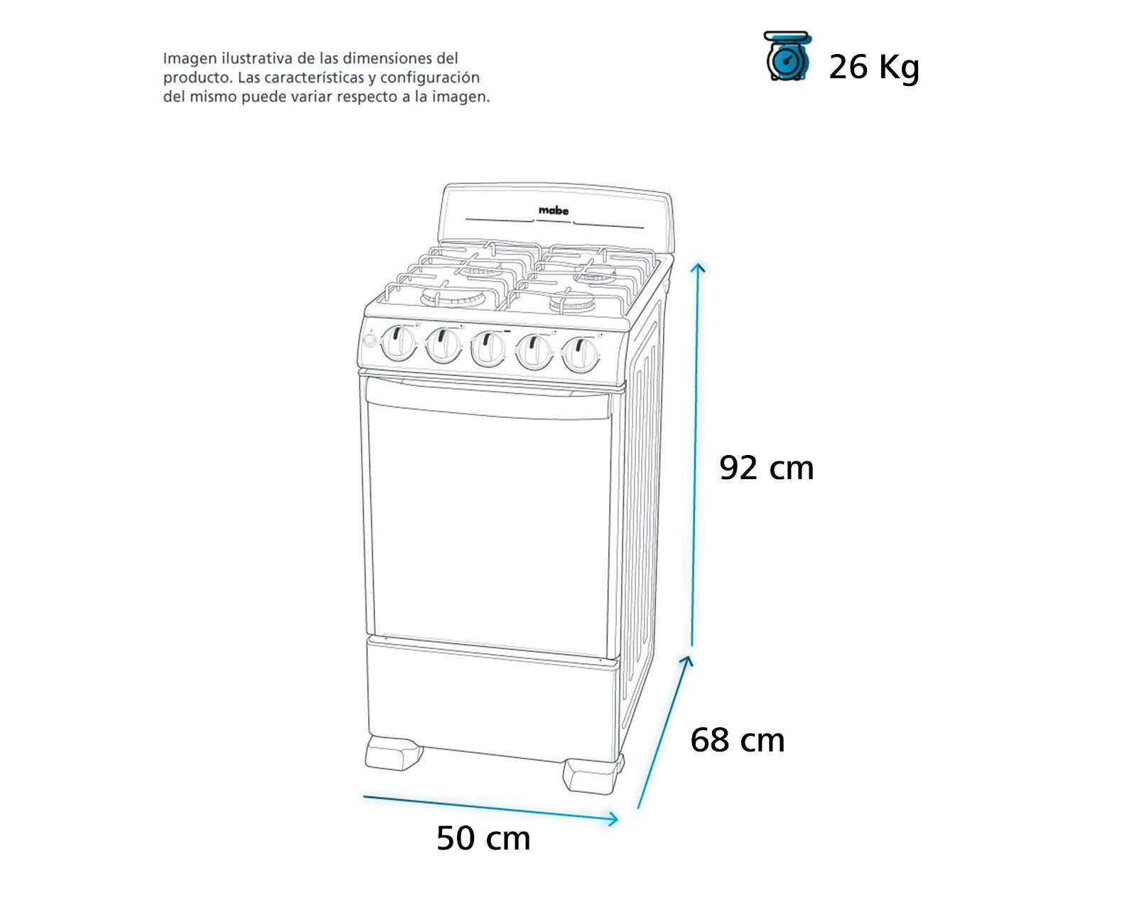 Foto 7 pulgar | Estufa Mabe de Piso 20 Pulgadas con 4 Quemadores de Gas EM5030BAIS0