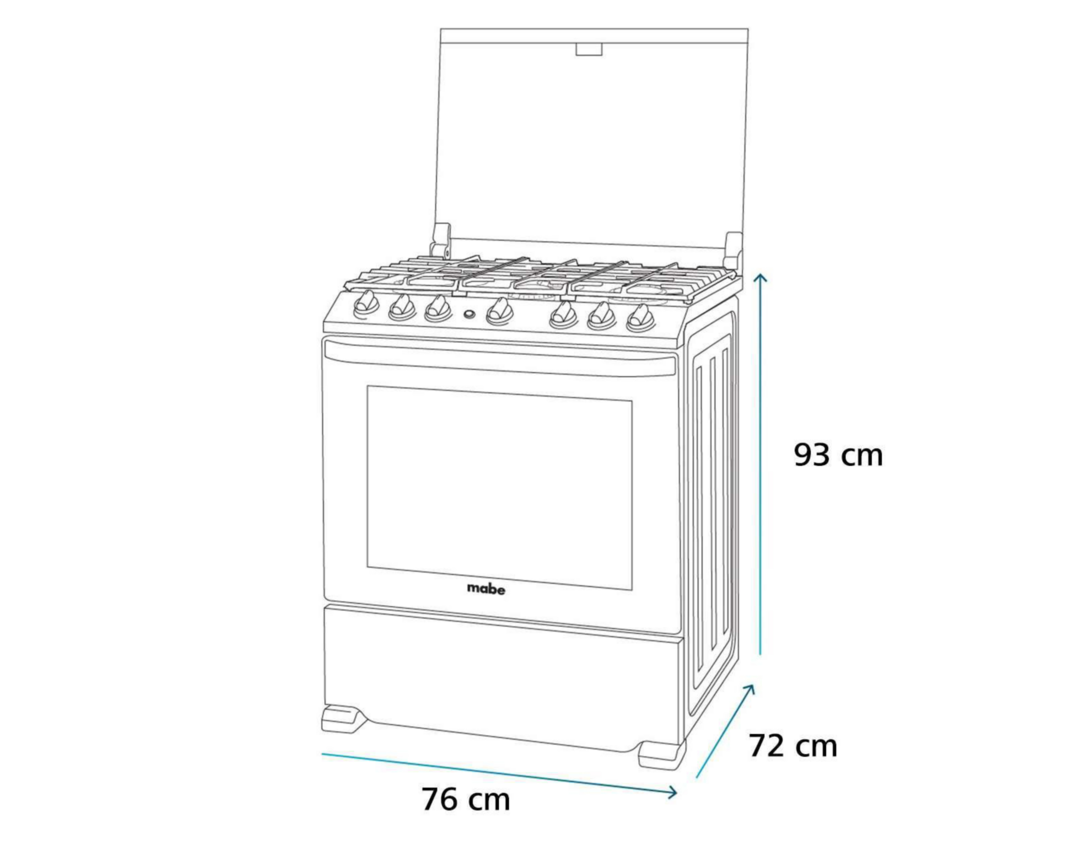 Foto 10 pulgar | Estufa Mabe de Piso 30" con 6 Quemadores de Gas LP EMH7602JBS0