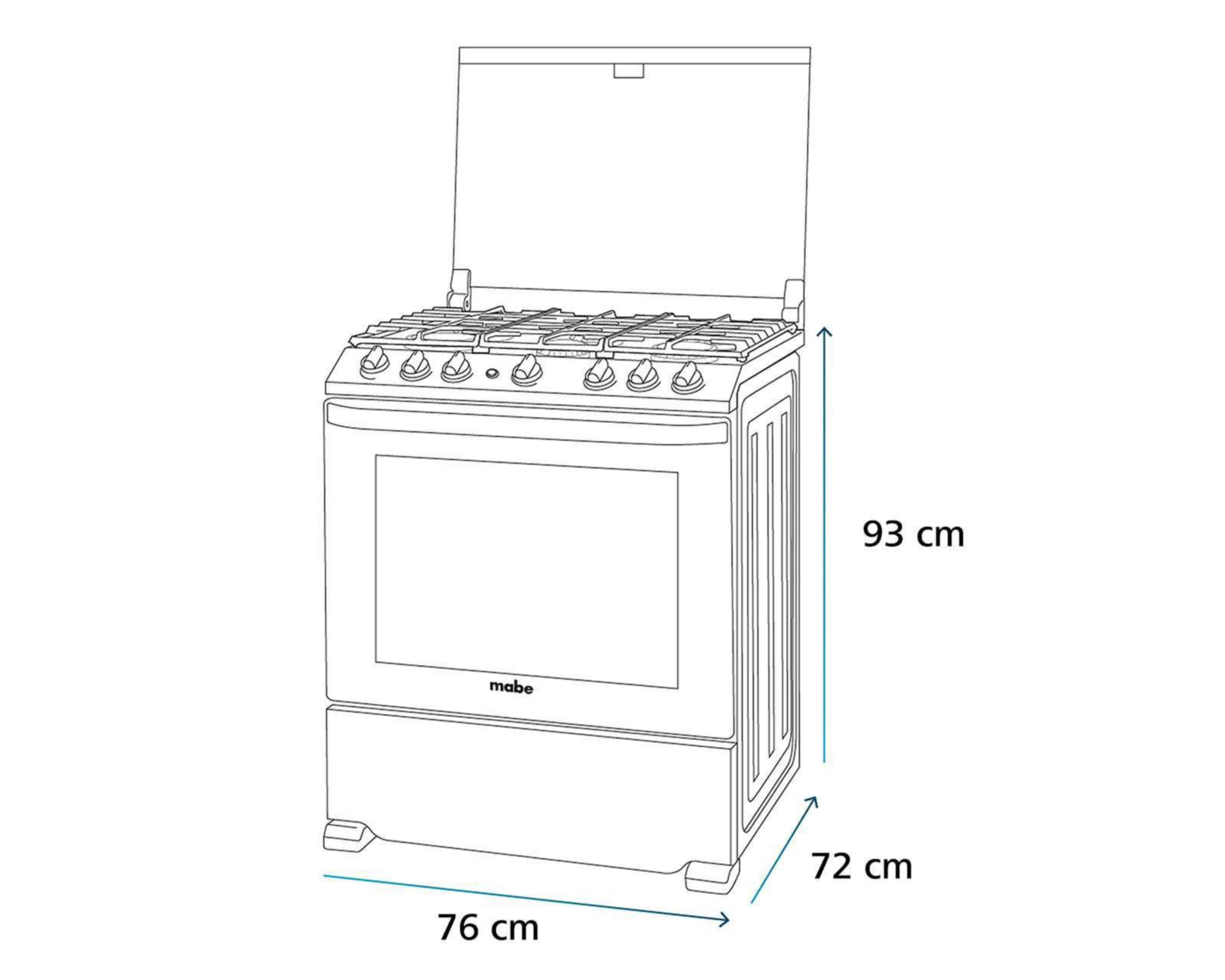 Foto 10 pulgar | Estufa Mabe de Piso 30" con 6 Quemadores de Gas EMH7602JSS0