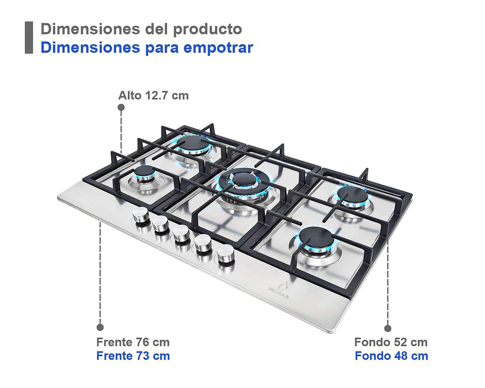 Foto 5 | Parrilla Empotrable Supra de Gas 5Q-PS-76 Acero