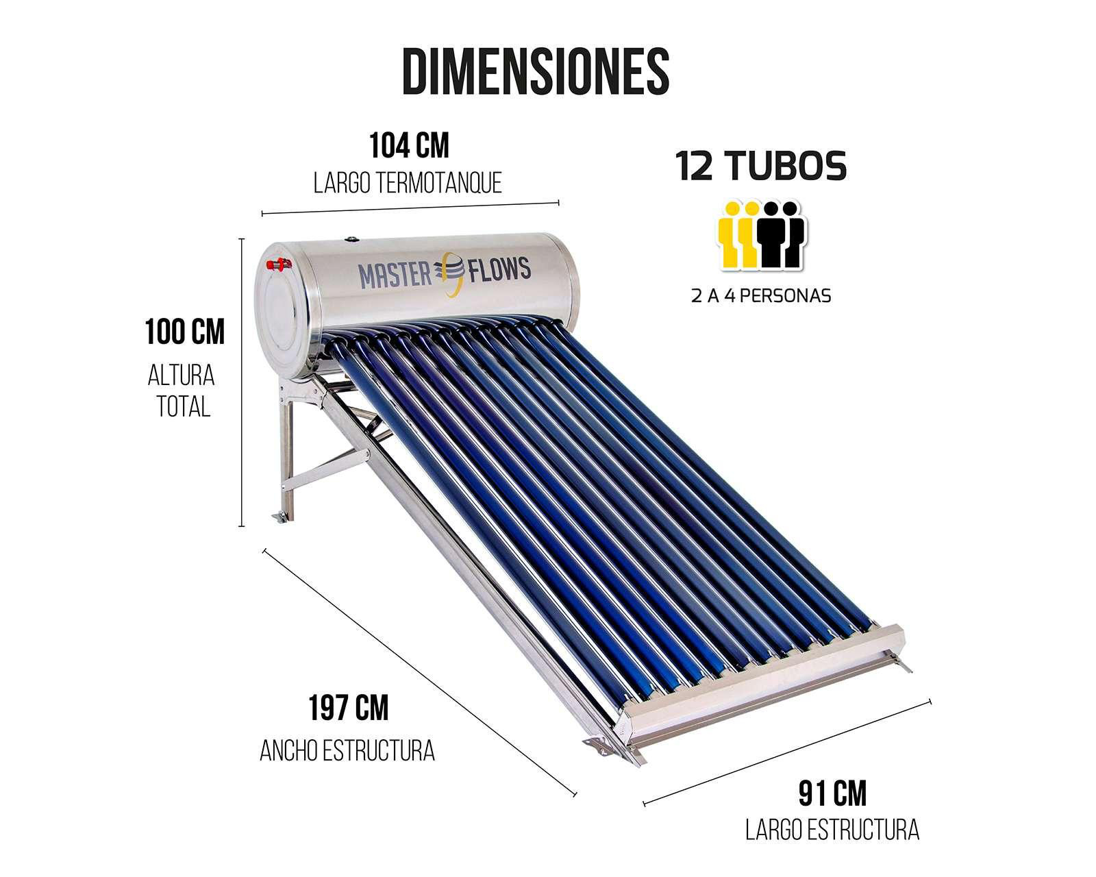 Foto 7 pulgar | Calentador de Agua Solar Master Flows 12T-150L 2-4 Servicios