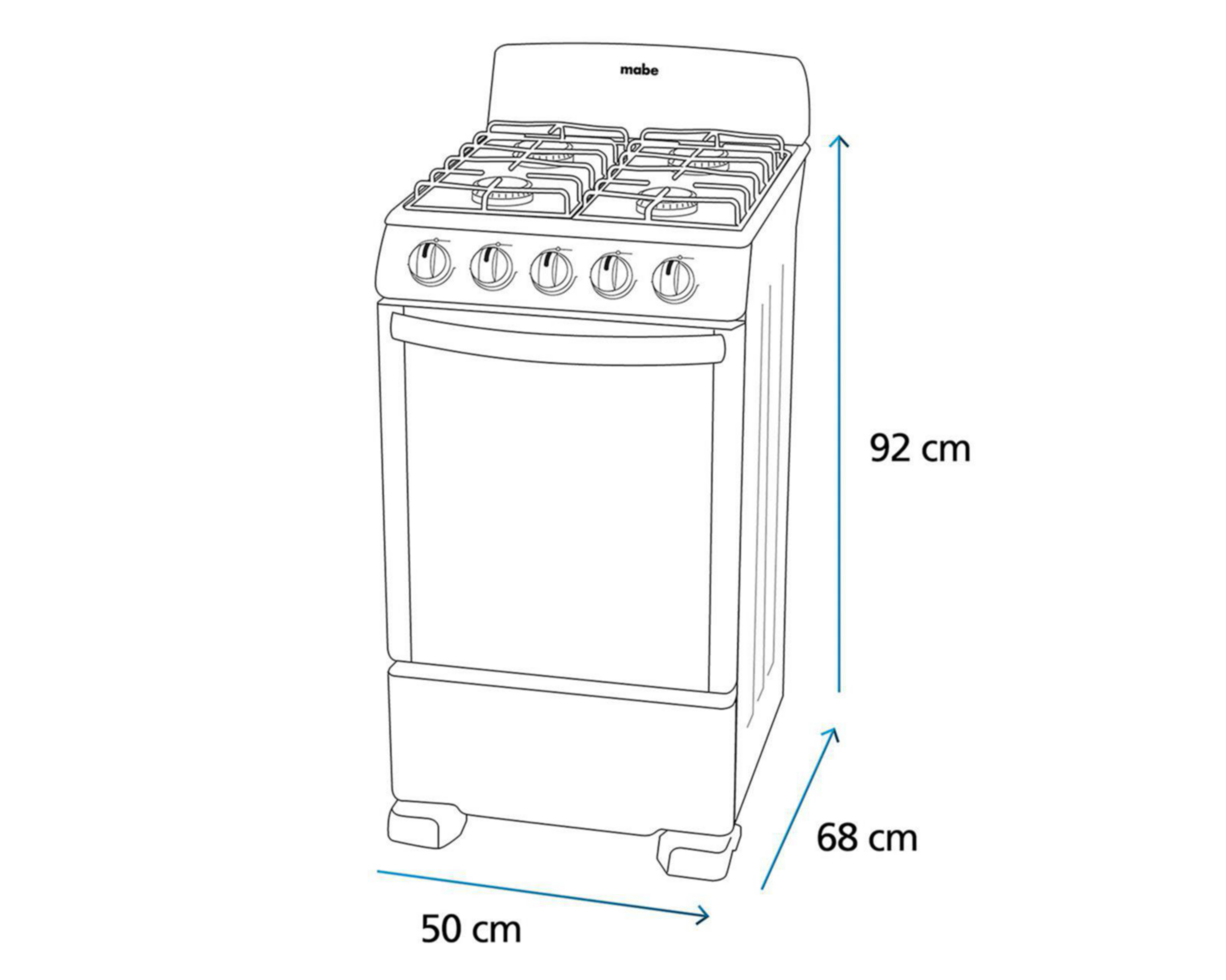 Foto 7 | Estufa Mabe de Piso 50 cm con 4 Quemadores de Gas EM5032BAPS1