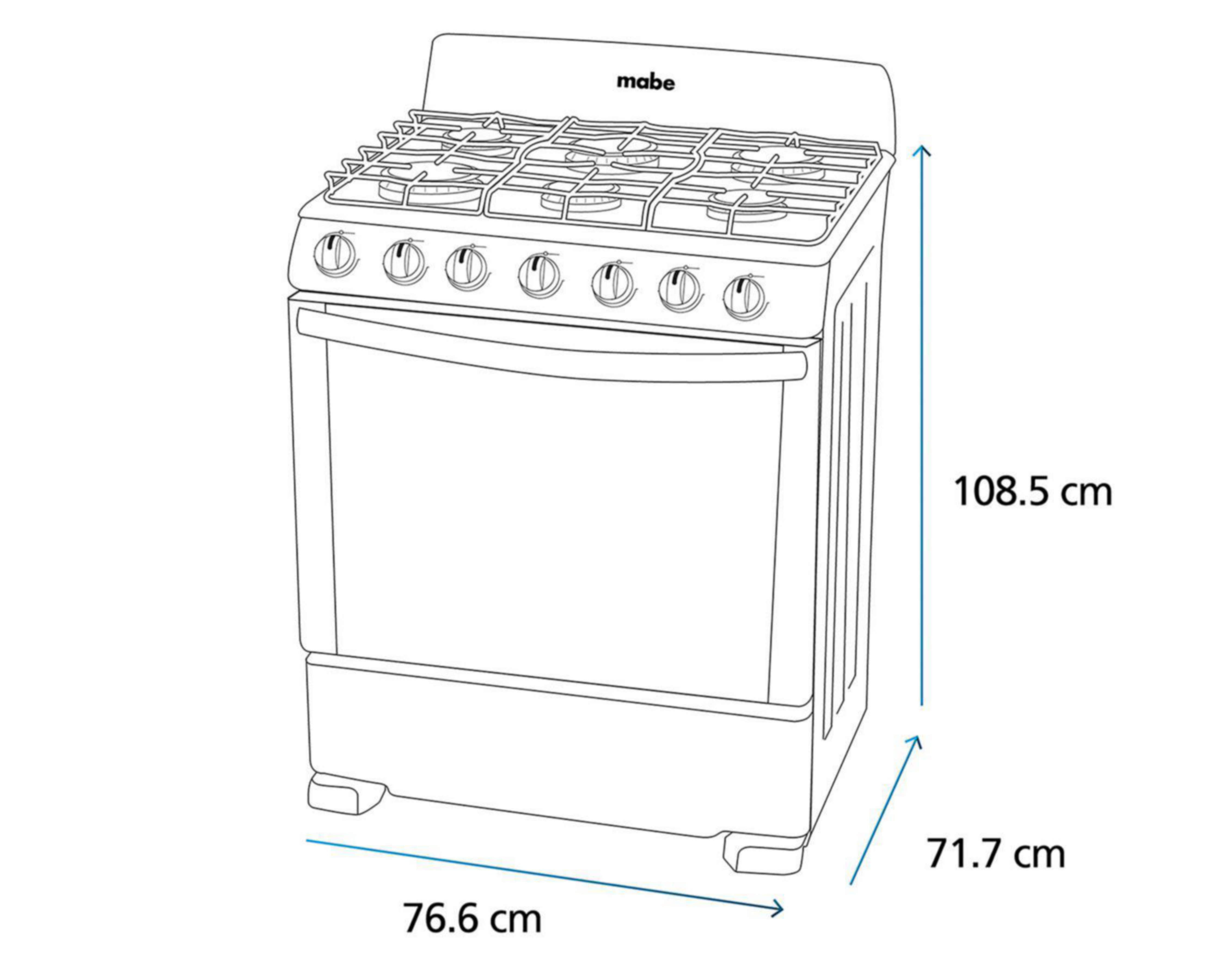 Foto 7 pulgar | Estufa Mabe de Piso 76 cm con 6 Quemadores de Gas LP EM7620BAIS2