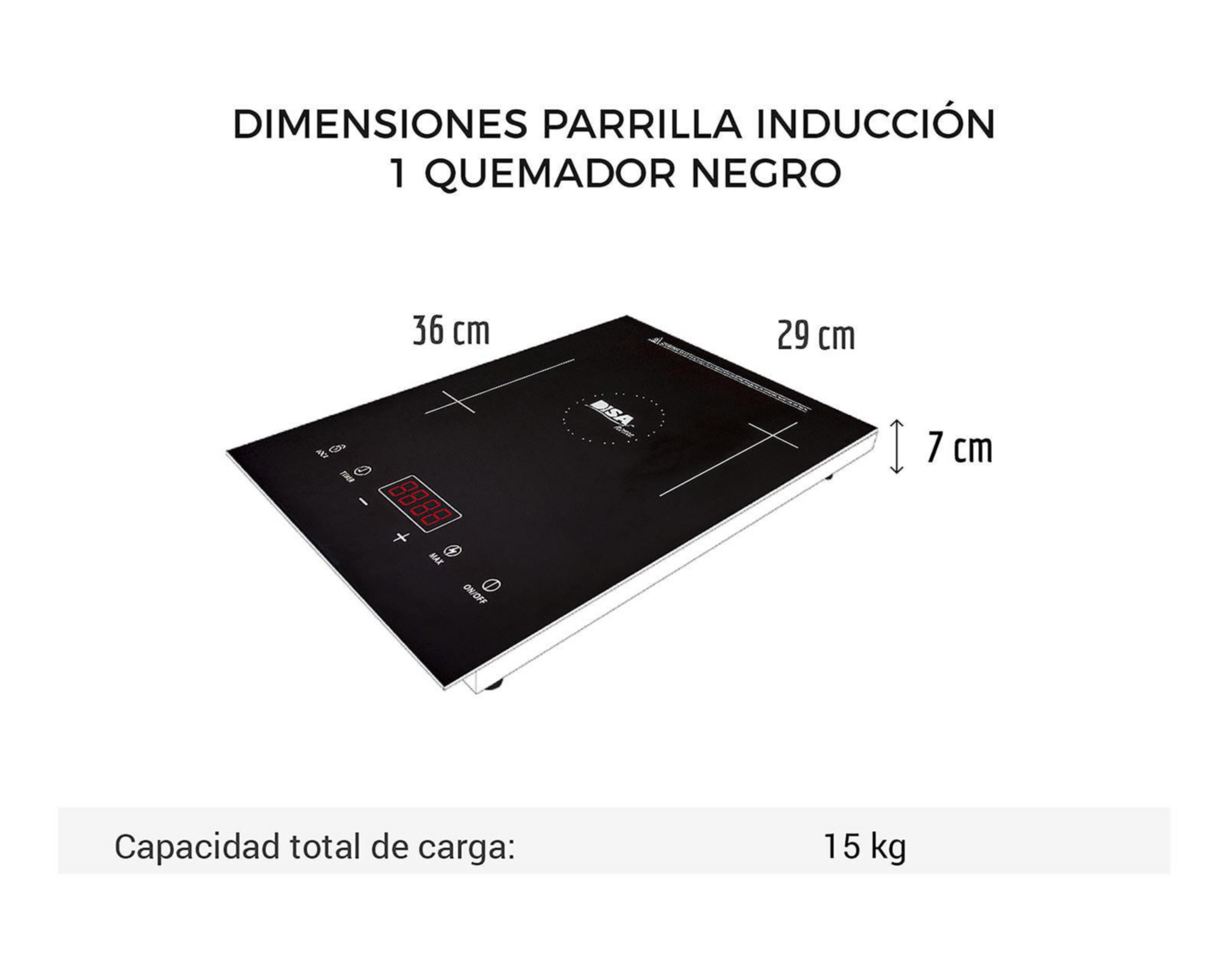 Foto 5 | Parrilla de Inducción Disa 29 cm Eléctrica Parrin-1 Negra