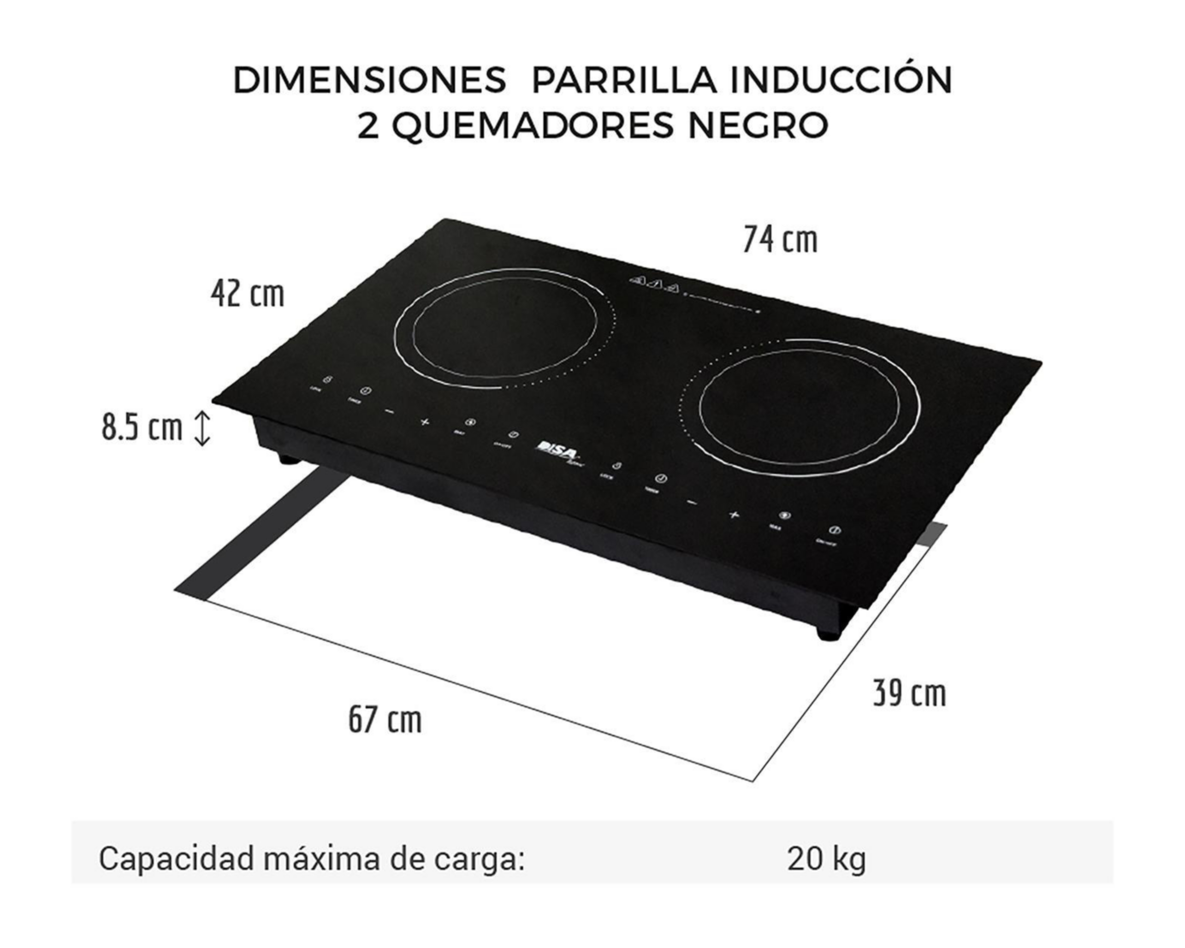 Foto 5 | Parrilla de Inducción Disa 74 cm Eléctrica Parrin-2 Negra