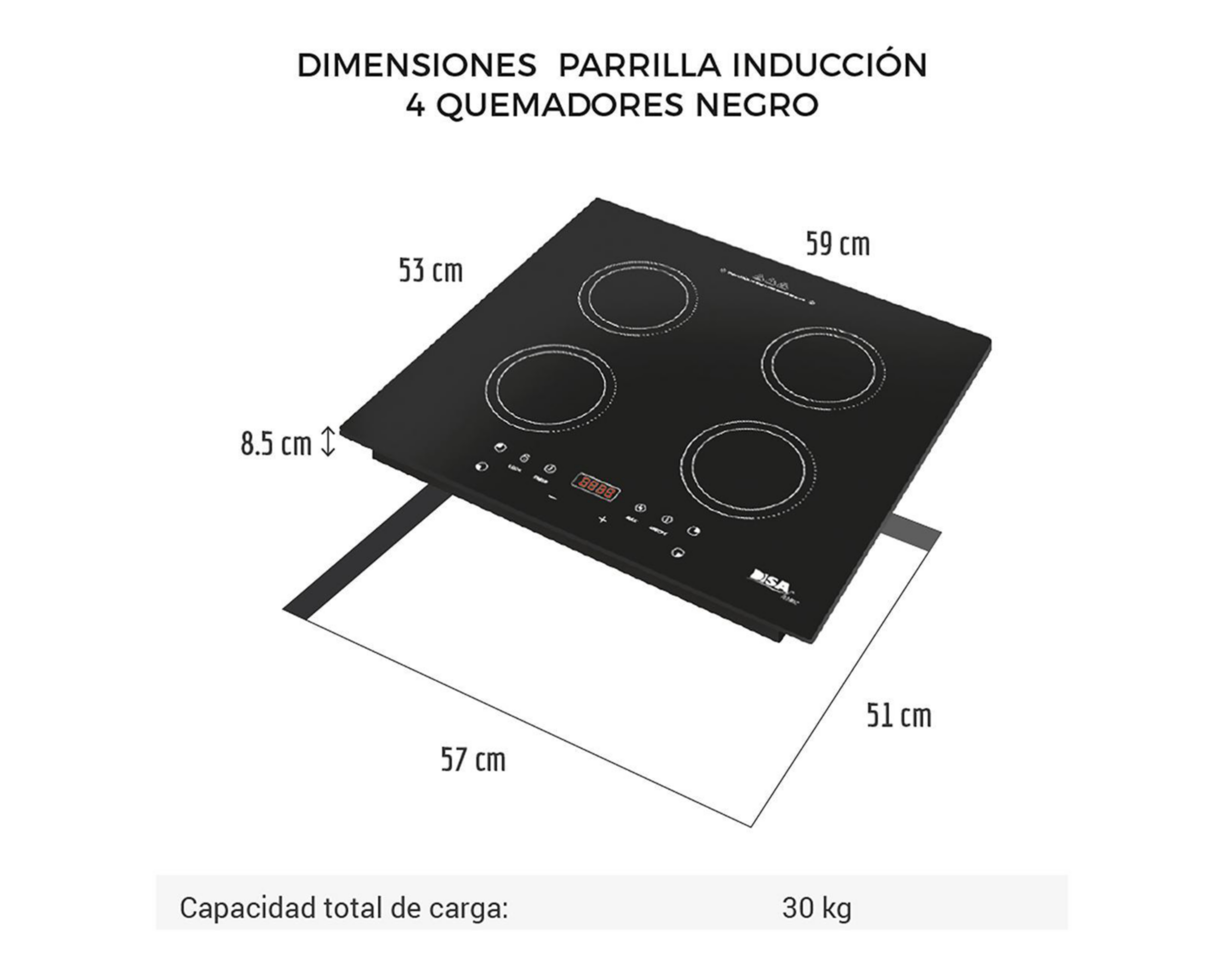 Foto 5 | Parrilla de Inducción Disa 59 cm Eléctrica PARRIN-4 Negra