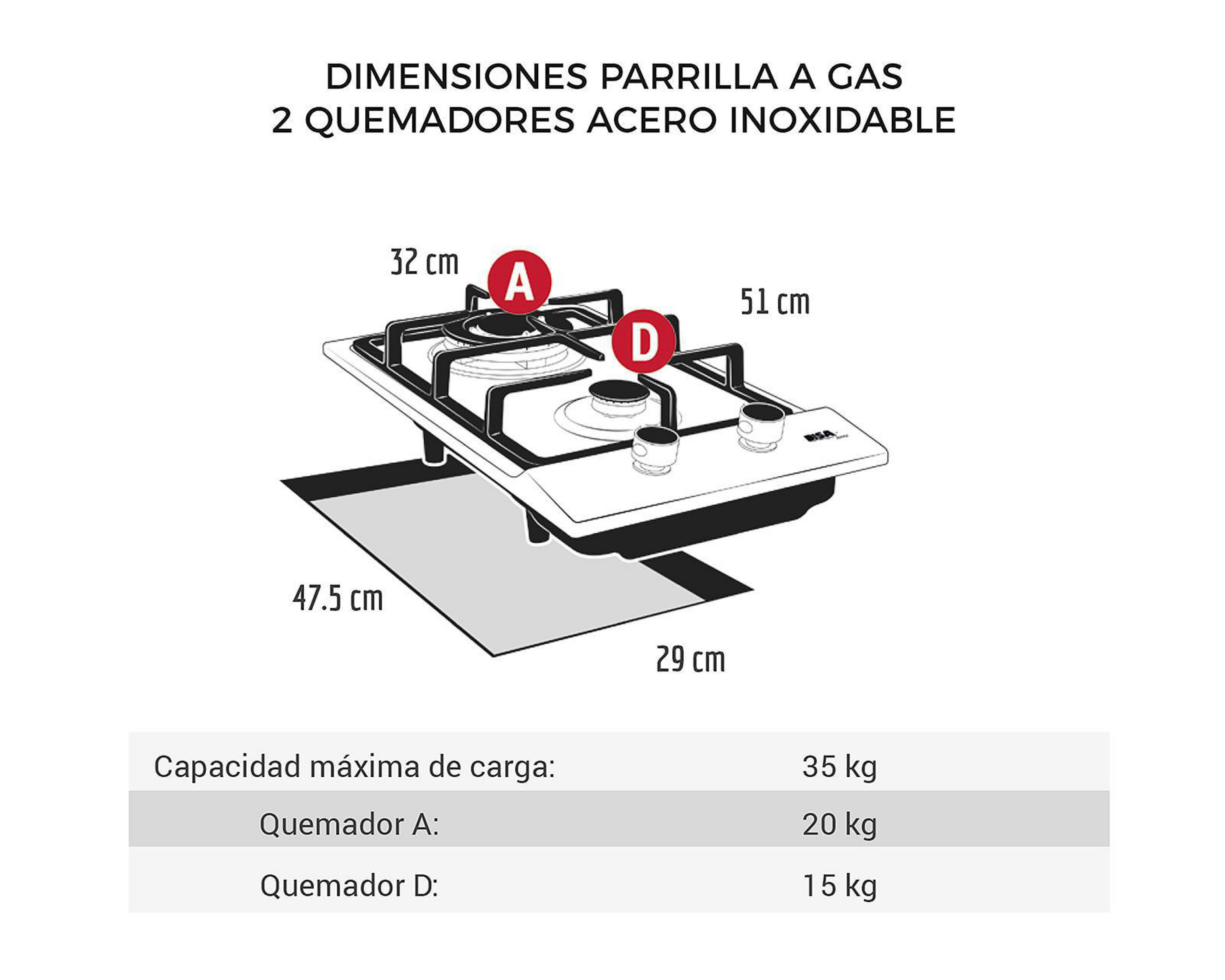 Foto 6 pulgar | Parrilla Empotrable Disa 32 cm de Gas PAEM-2 AI Acero