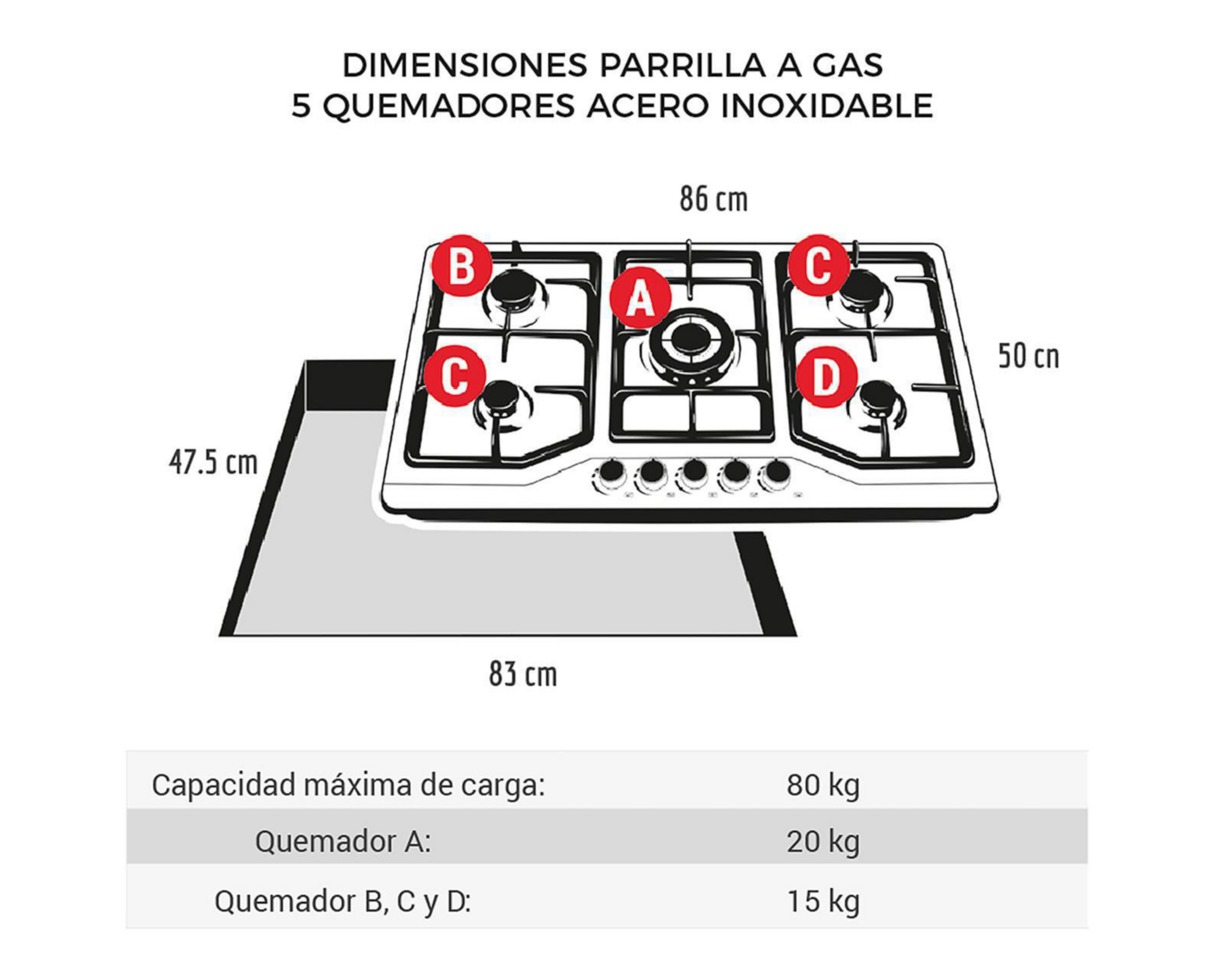 Foto 6 pulgar | Parrilla Empotrable Disa 86 cm de Gas PAEM-5A AI Acero