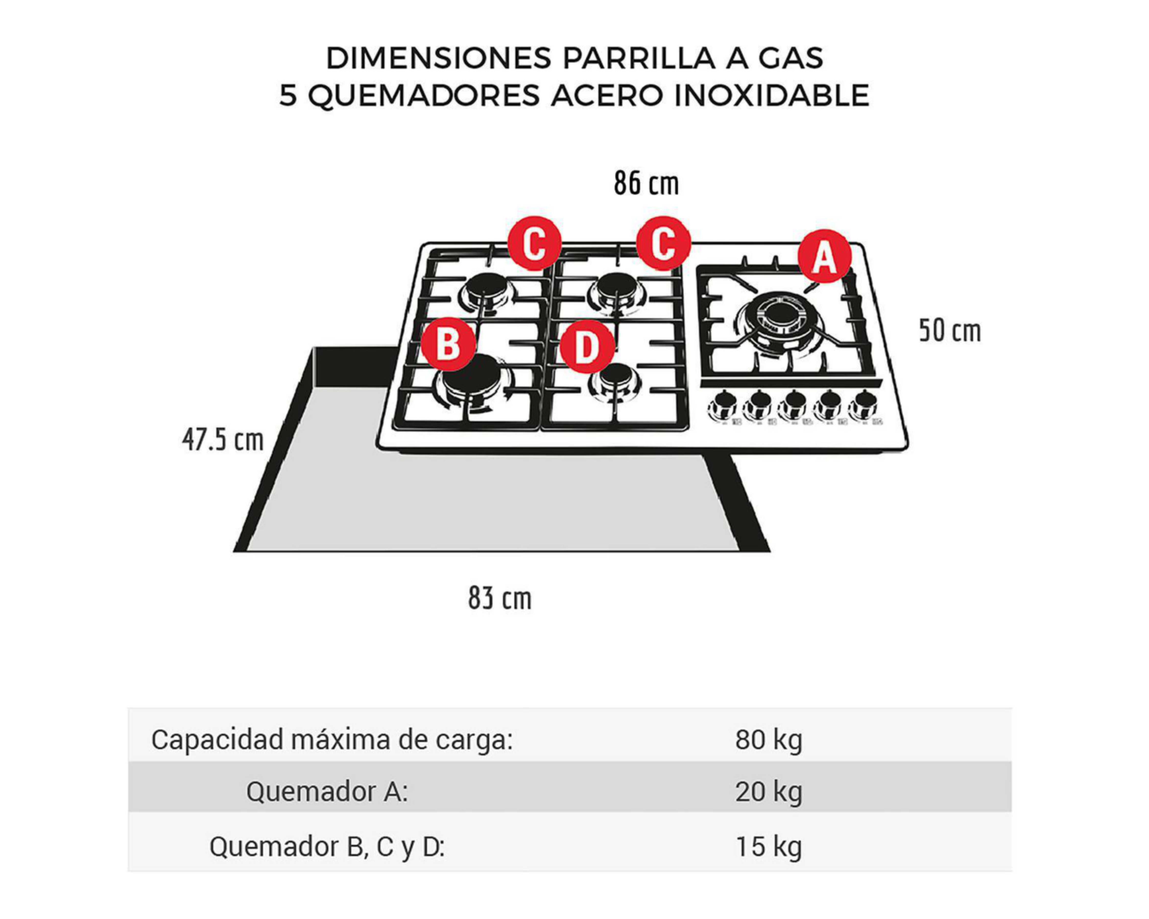 Foto 5 | Parrilla Empotrable Disa 86 cm de Gas PAEM-5B AI Acero