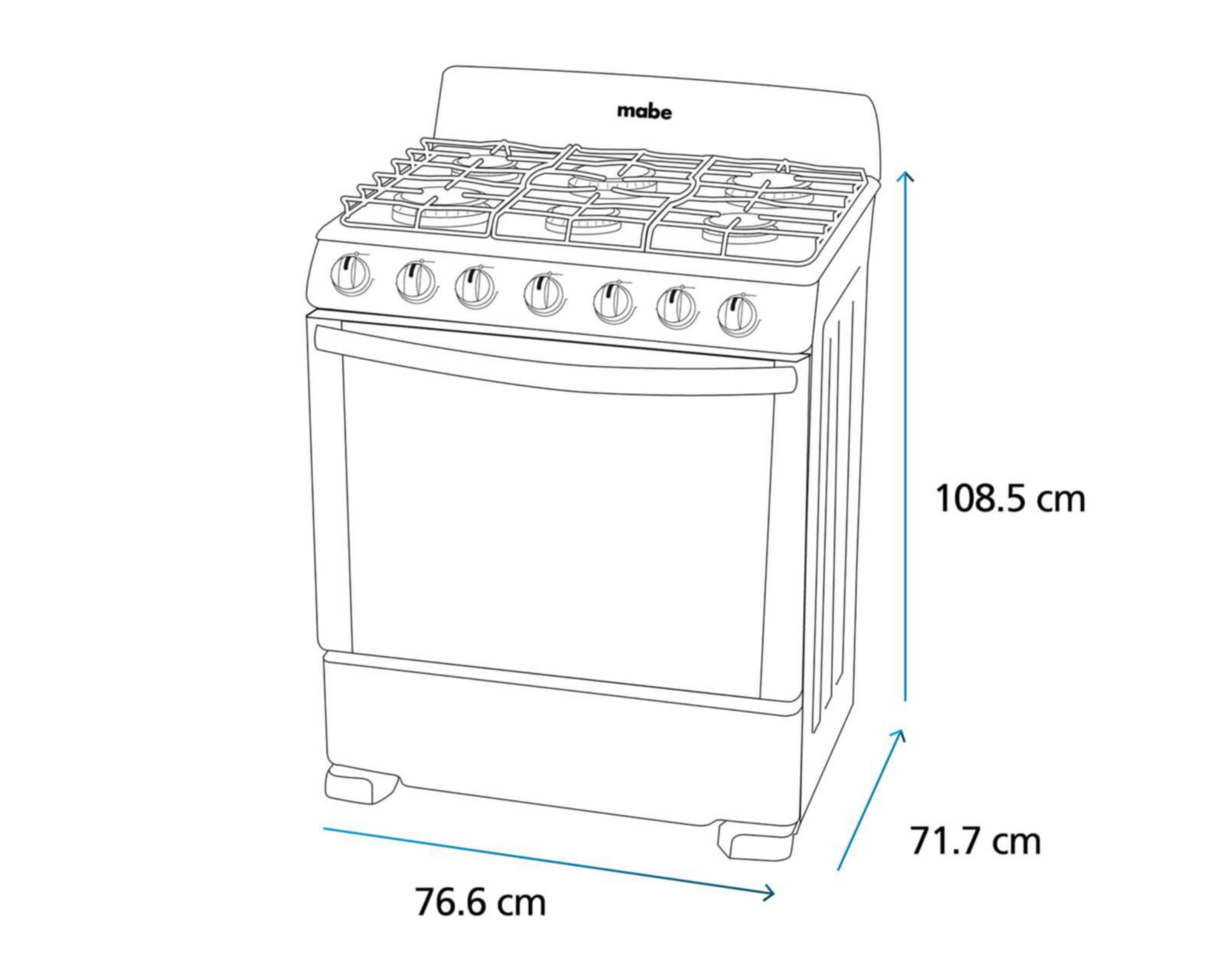 Foto 11 pulgar | Estufa Mabe de Piso 30" con 6 Quemadores de Gas EM7630BAPN2