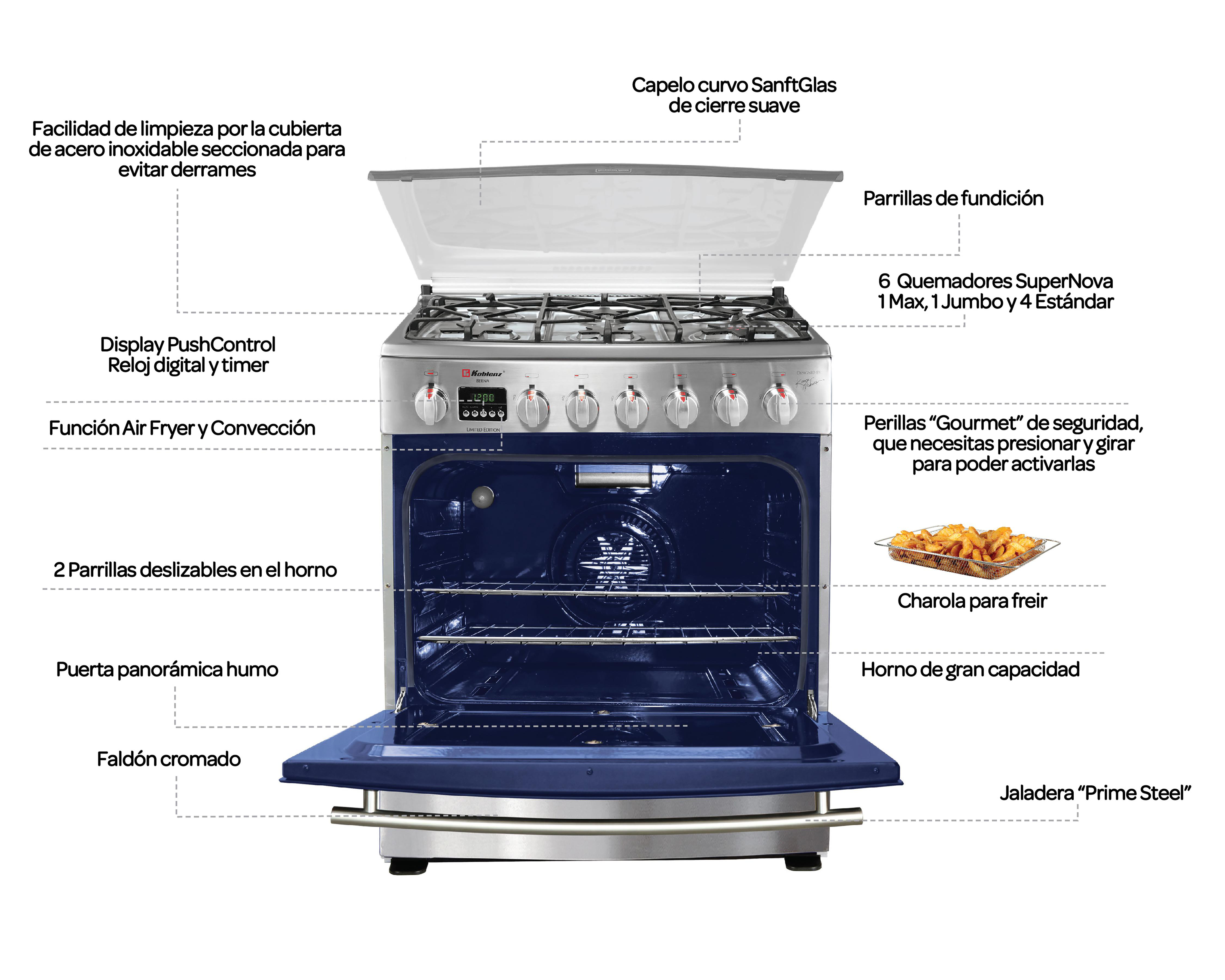 Foto 4 | Estufa Koblenz de Piso 30" con 6 Quemadores de Gas EK-6231 Berna Función Freidora de Aire