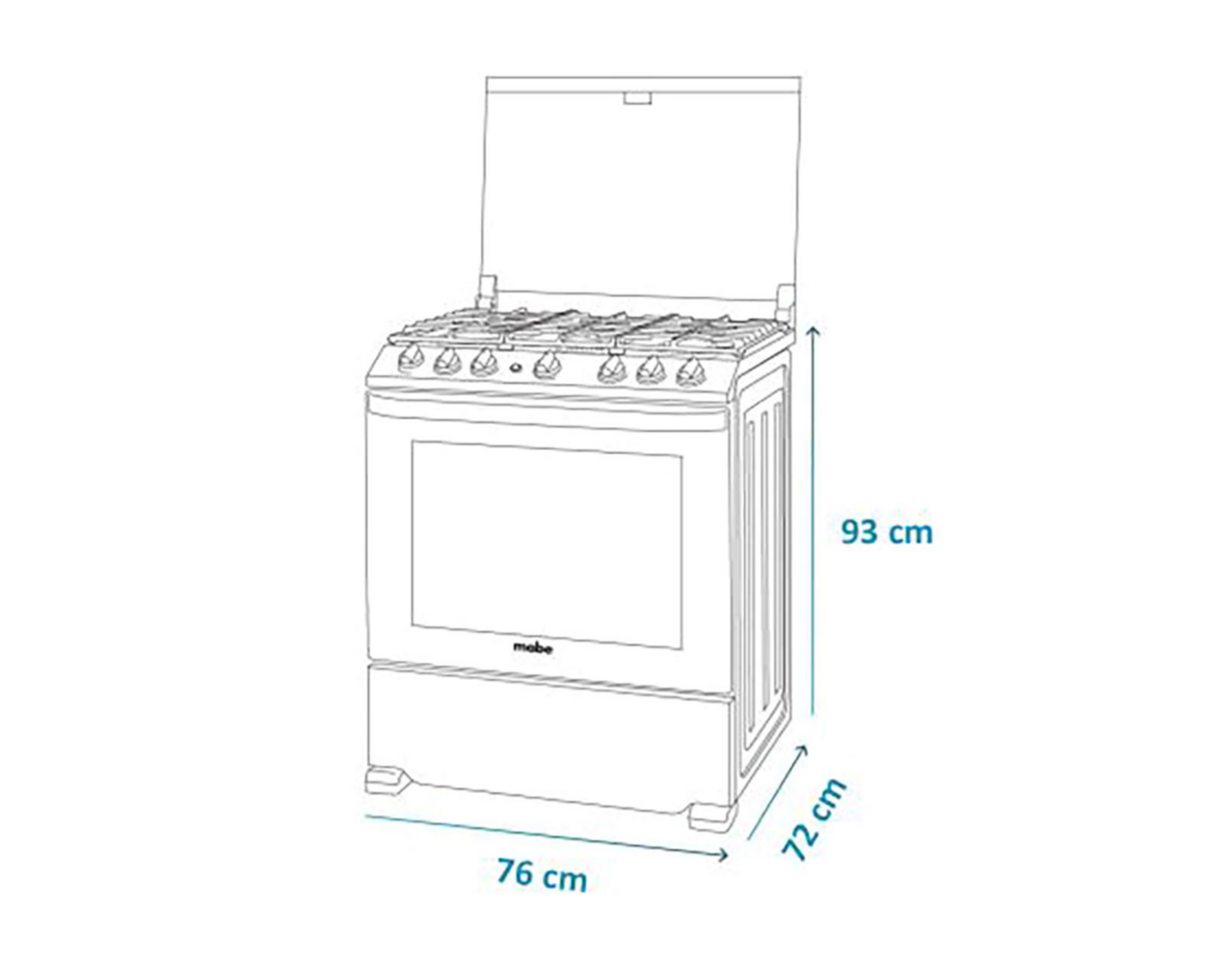 Foto 10 pulgar | Estufa Mabe de Piso 30" con 6 Quemadores de Gas EMH7602JS0