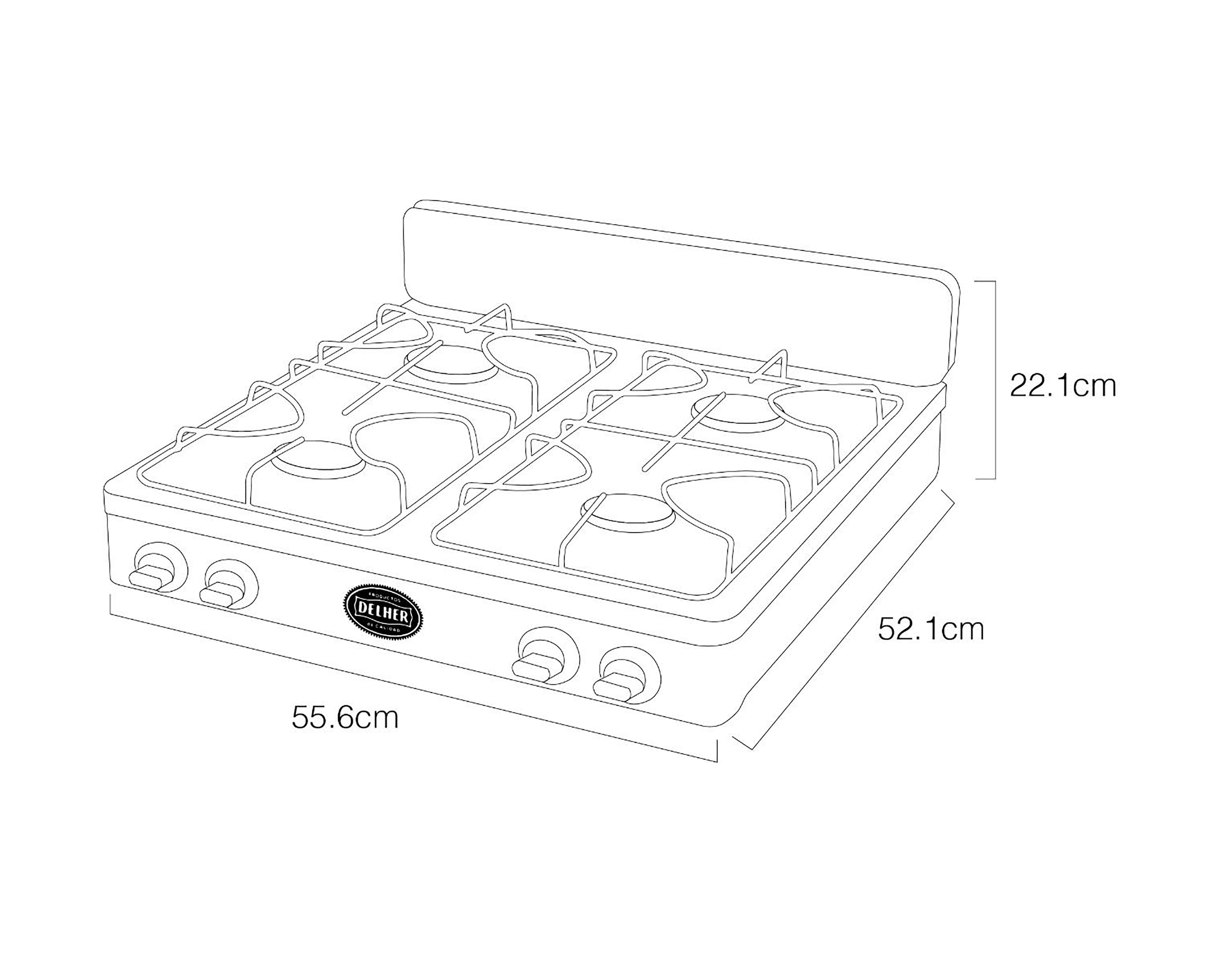 Foto 4 | Estufa de Mesa Delher 4 Quemadores PS-4Q-CE-NE-AI Negra