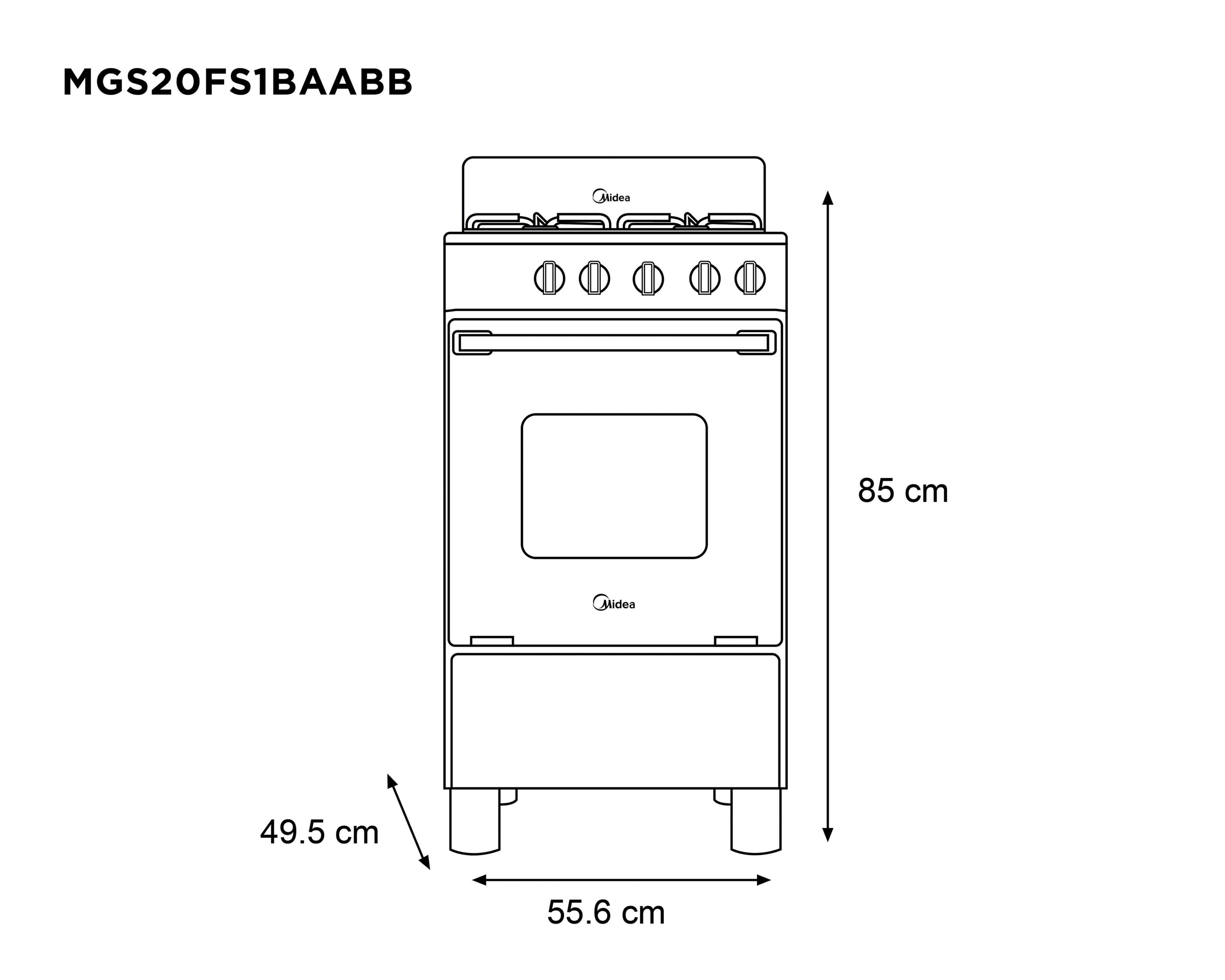 Foto 8 pulgar | Estufa Midea de Piso 20" con 4 Quemadores de Gas MGS20FS1BAABB