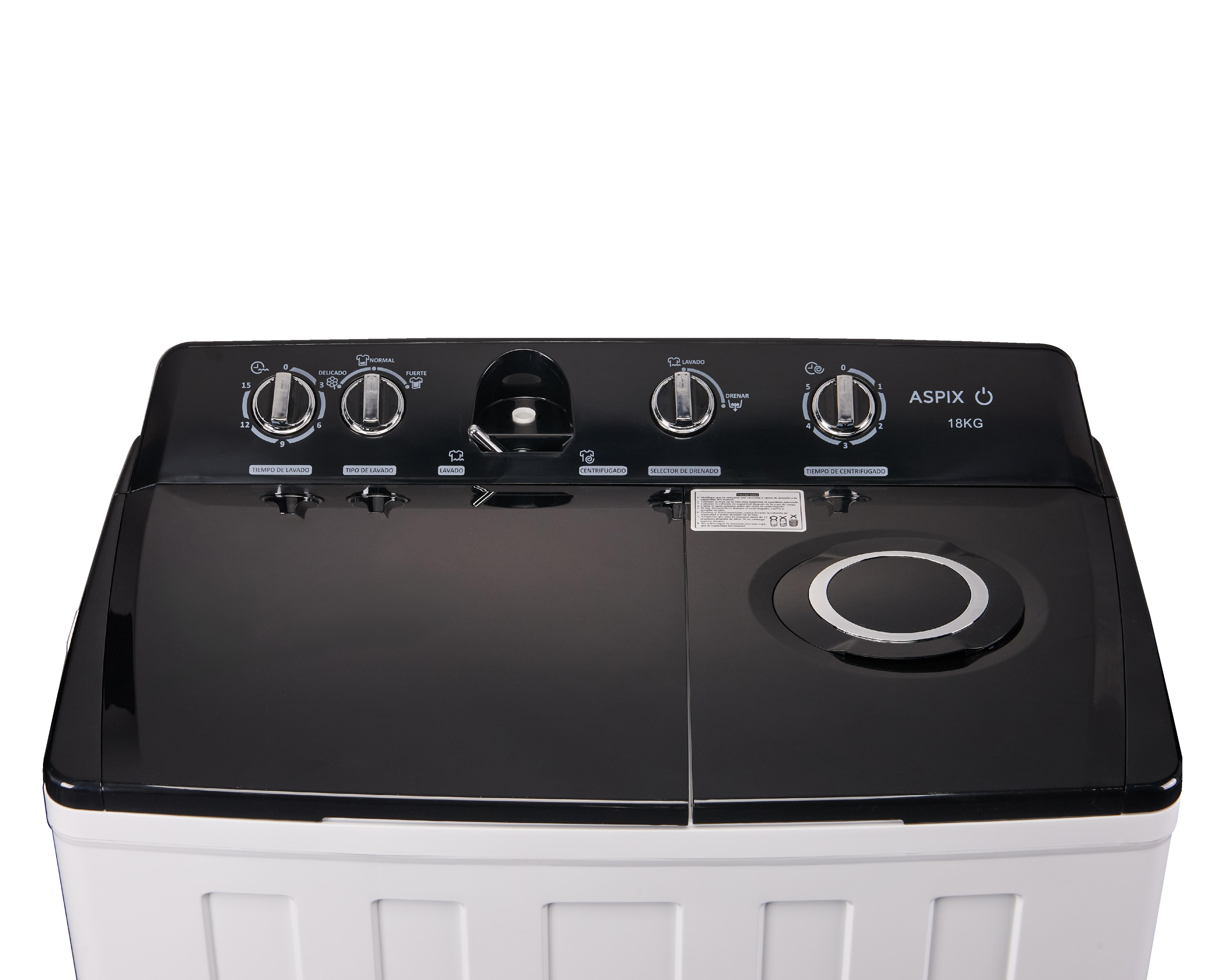 Foto 5 pulgar | Lavadora Aspix Doble Tina AX24TTW18KNPL 18 kg Negra