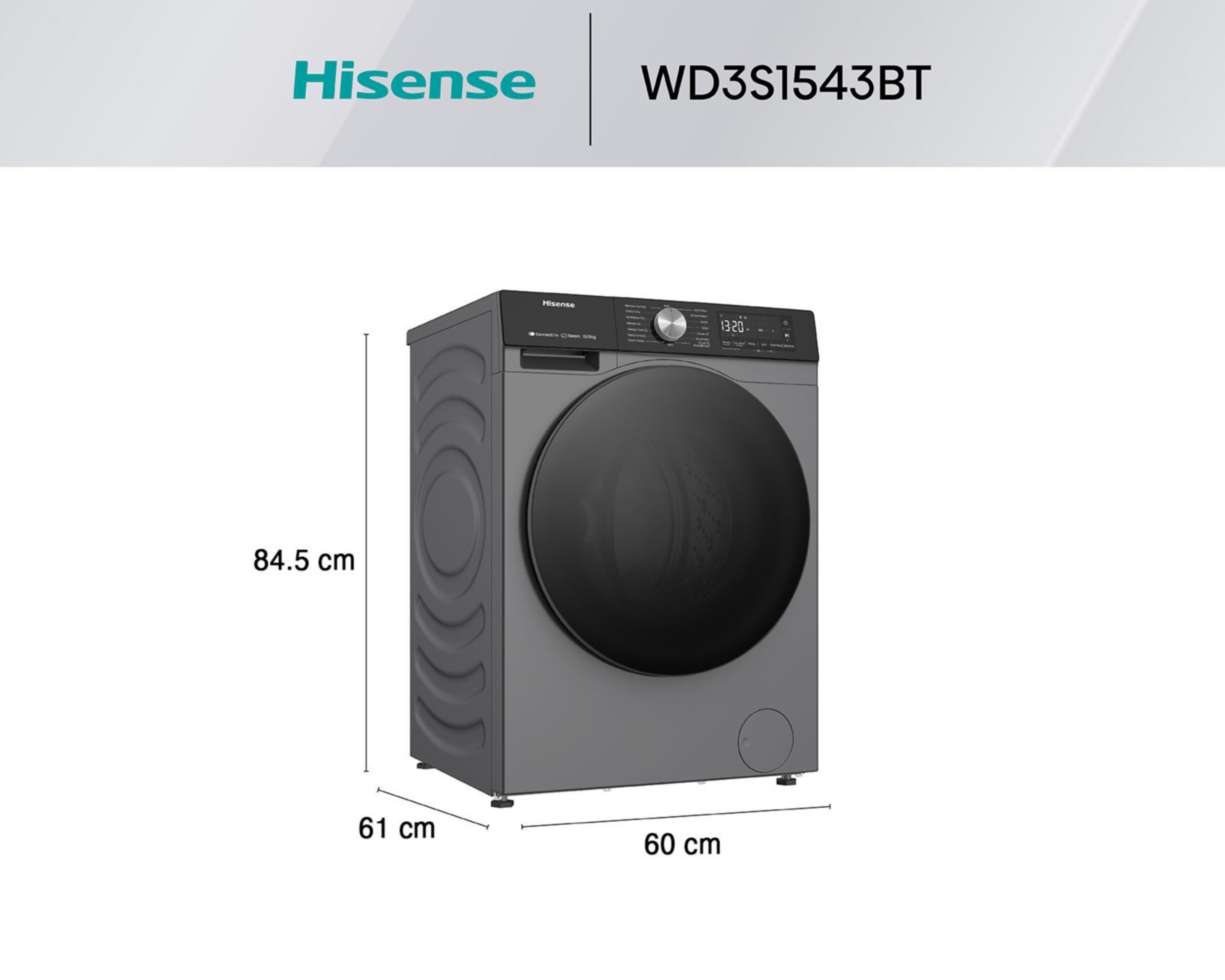 Foto 7 pulgar | Lavasecadora Hisense Digital WD3S1543BT 15 Kg Gris