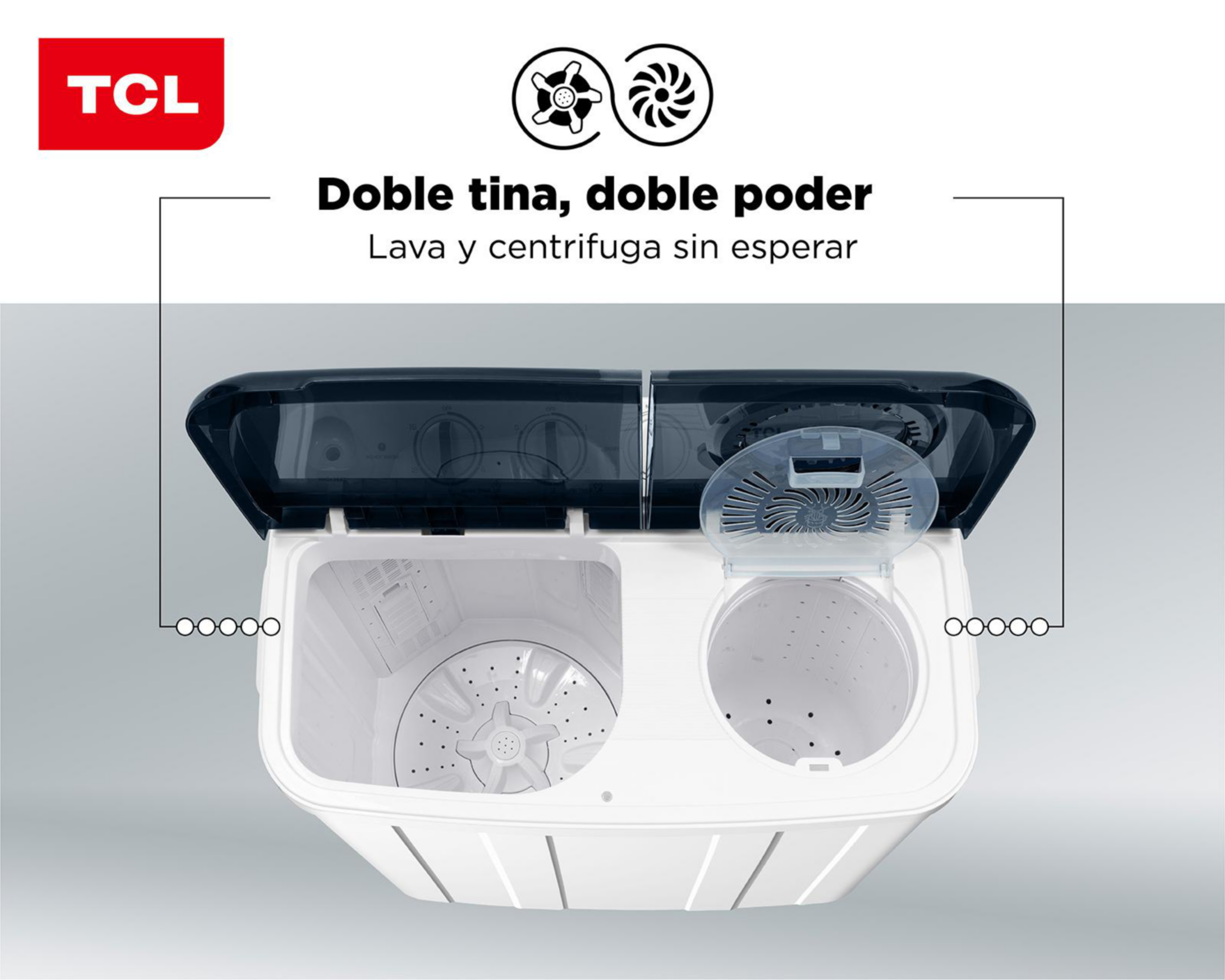 Foto 4 pulgar | Lavadora TCL Doble Tina TWT14S 14 kg Blanca