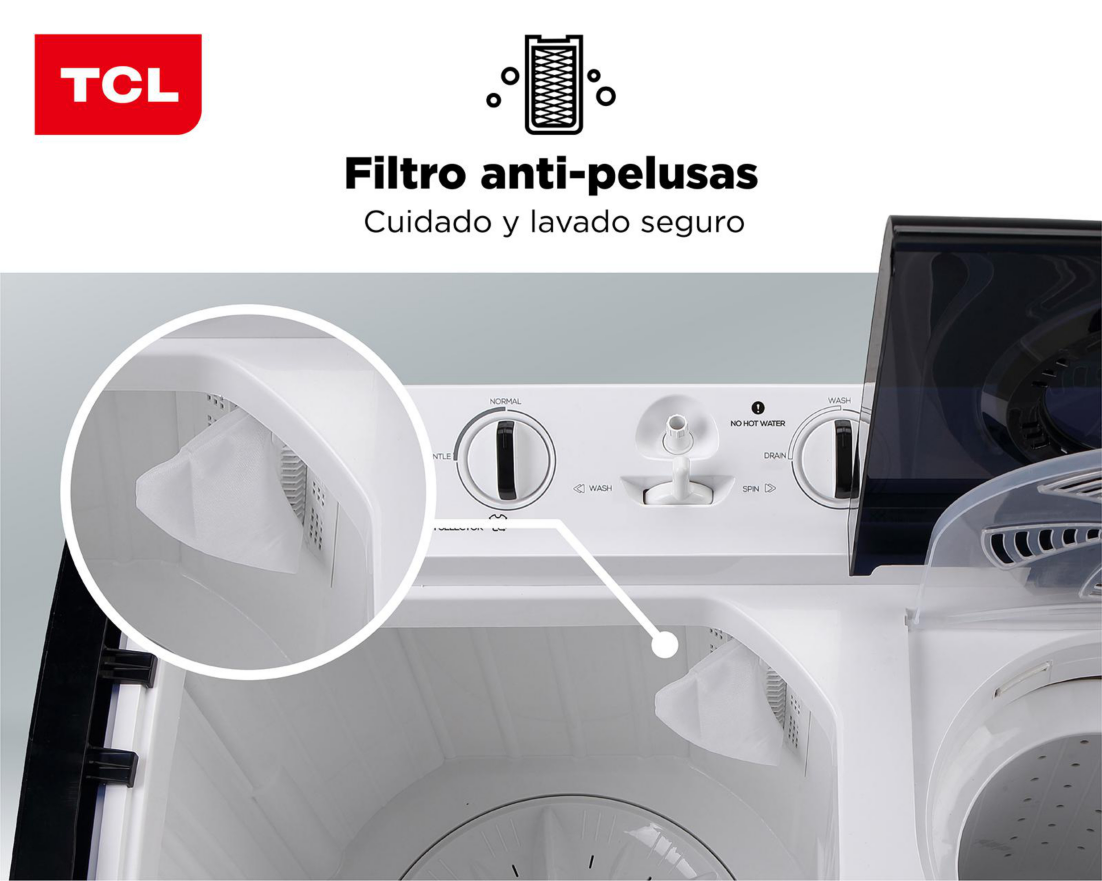 Foto 5 pulgar | Lavadora TCL Doble Tina TWT14S 14 kg Blanca