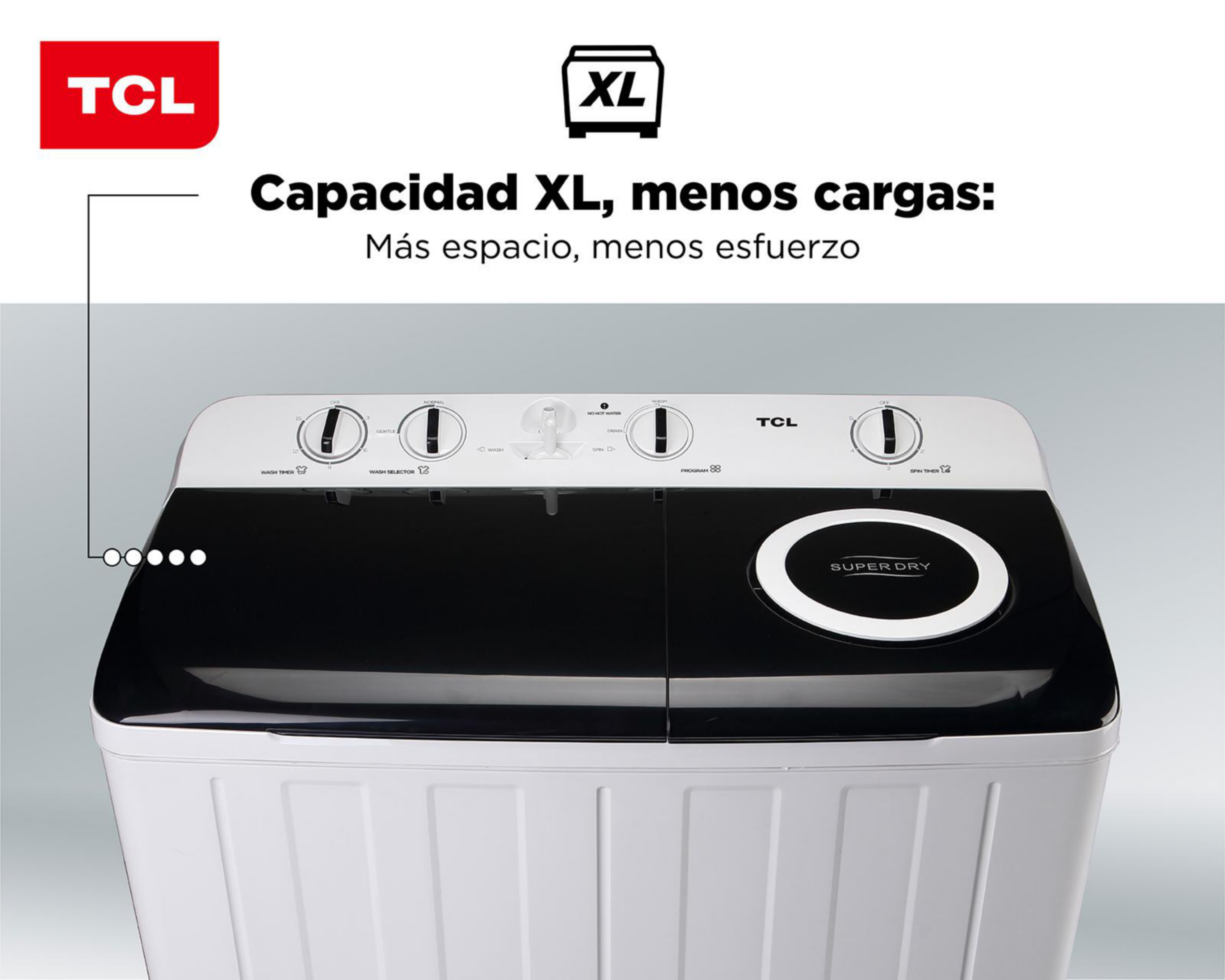 Foto 4 pulgar | Lavadora TCL Doble Tina TWT20S 20 kg Blanca