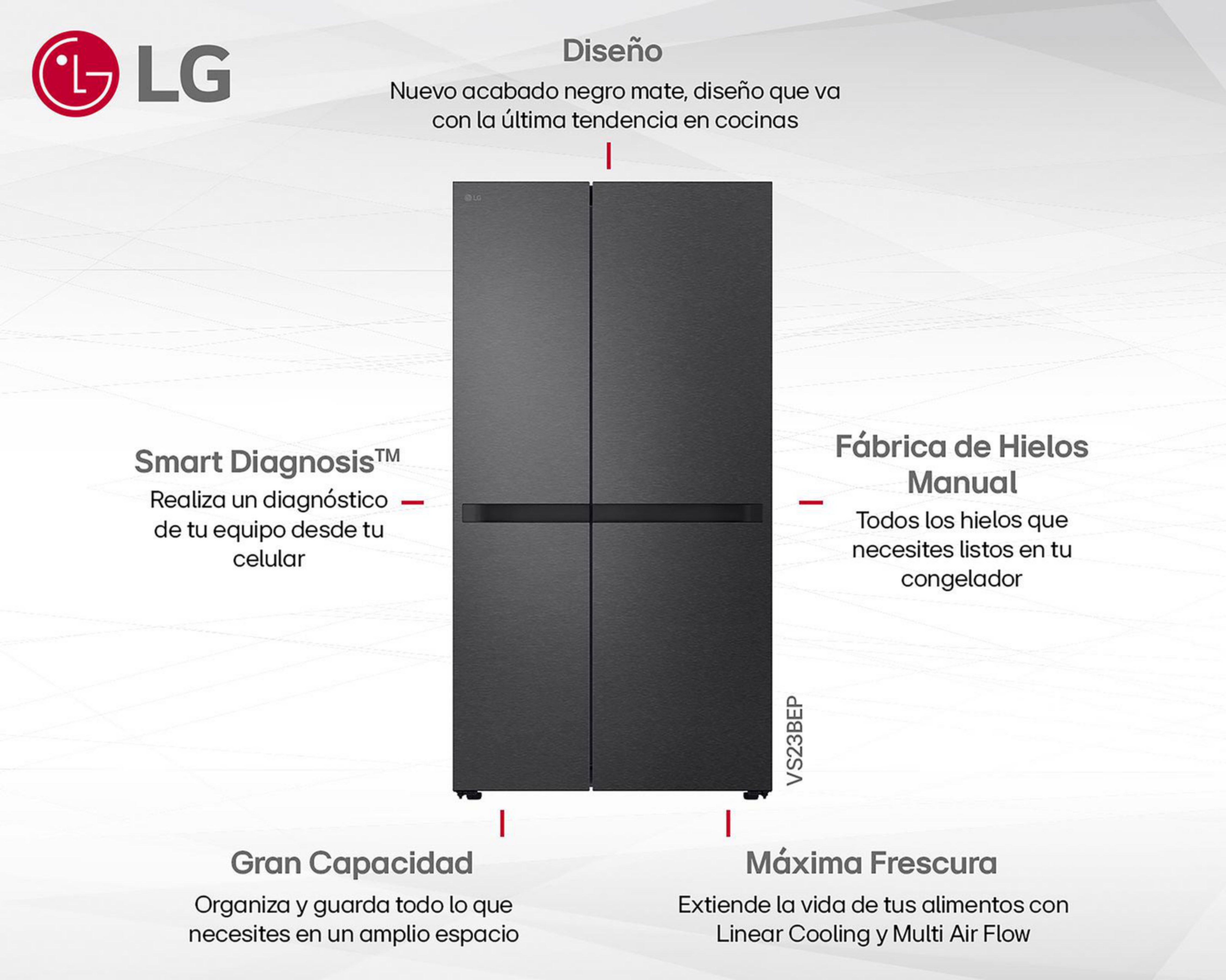 Foto 7 pulgar | Refrigerador LG Side by Side 23 Pies Negro VS23BEP