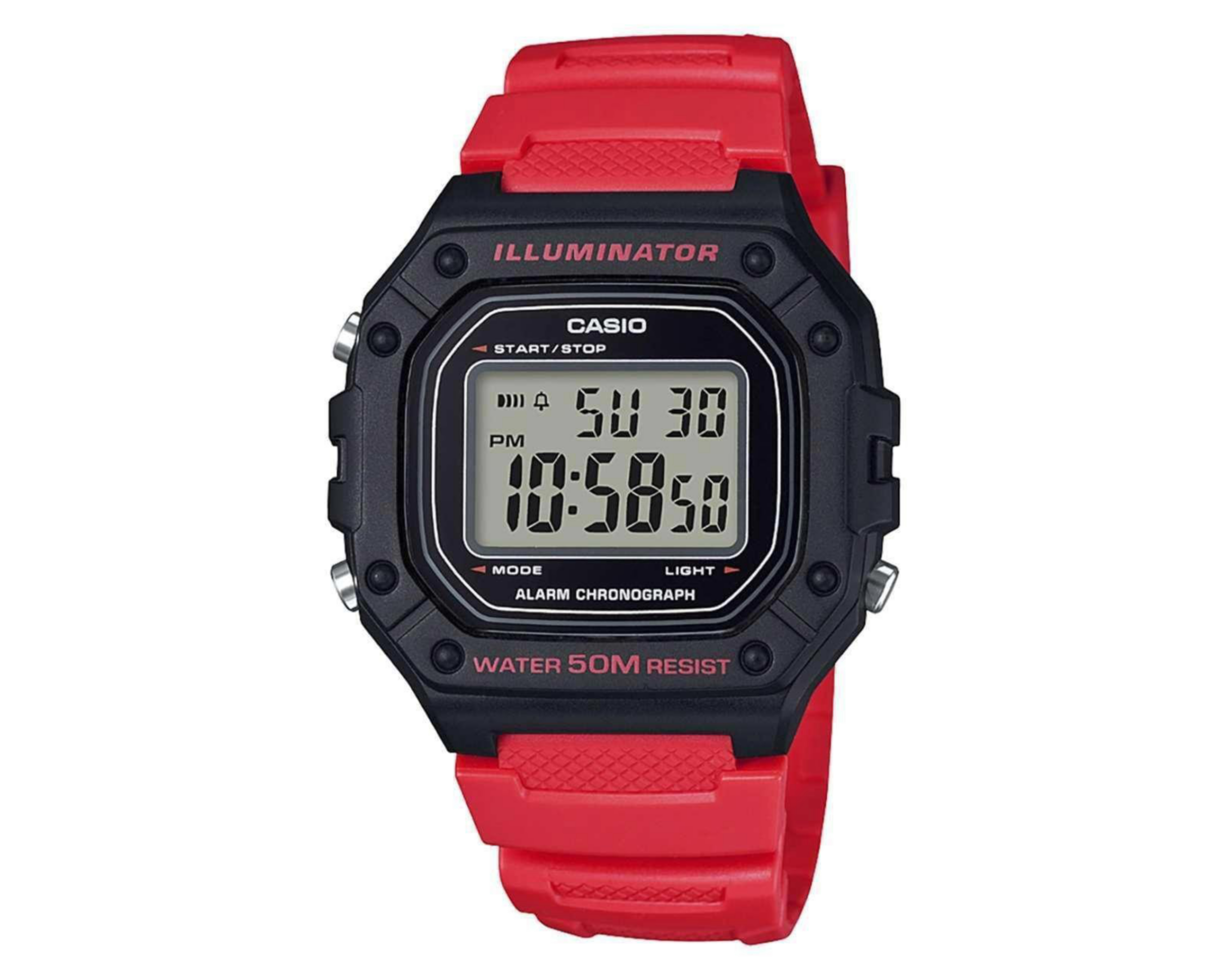 Foto 2 pulgar | Reloj Casio W-218H-4BVCF Rojo/Negro