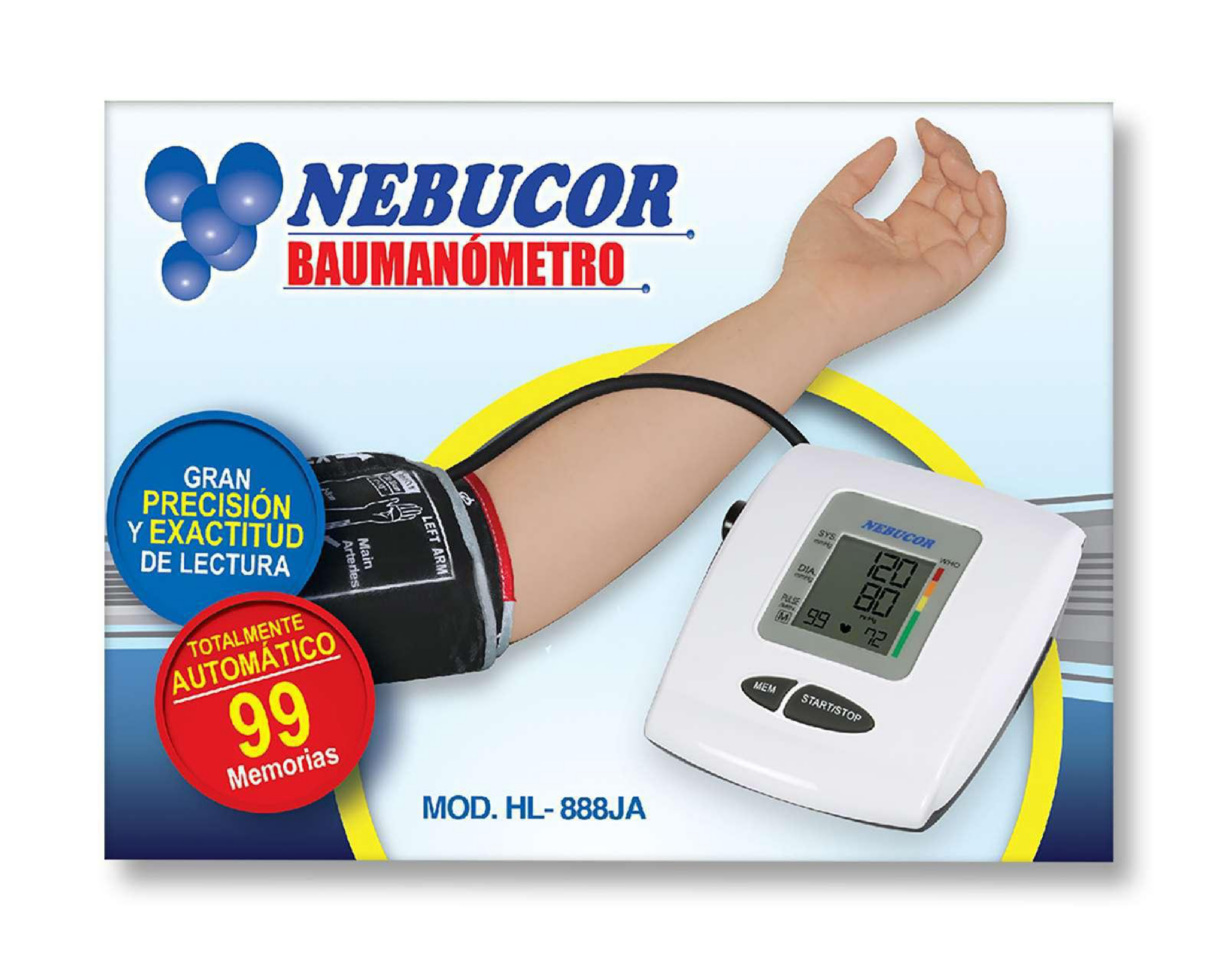 Foto 4 pulgar | Baumanómetro Digital de Brazo Nebucor HL-888JA