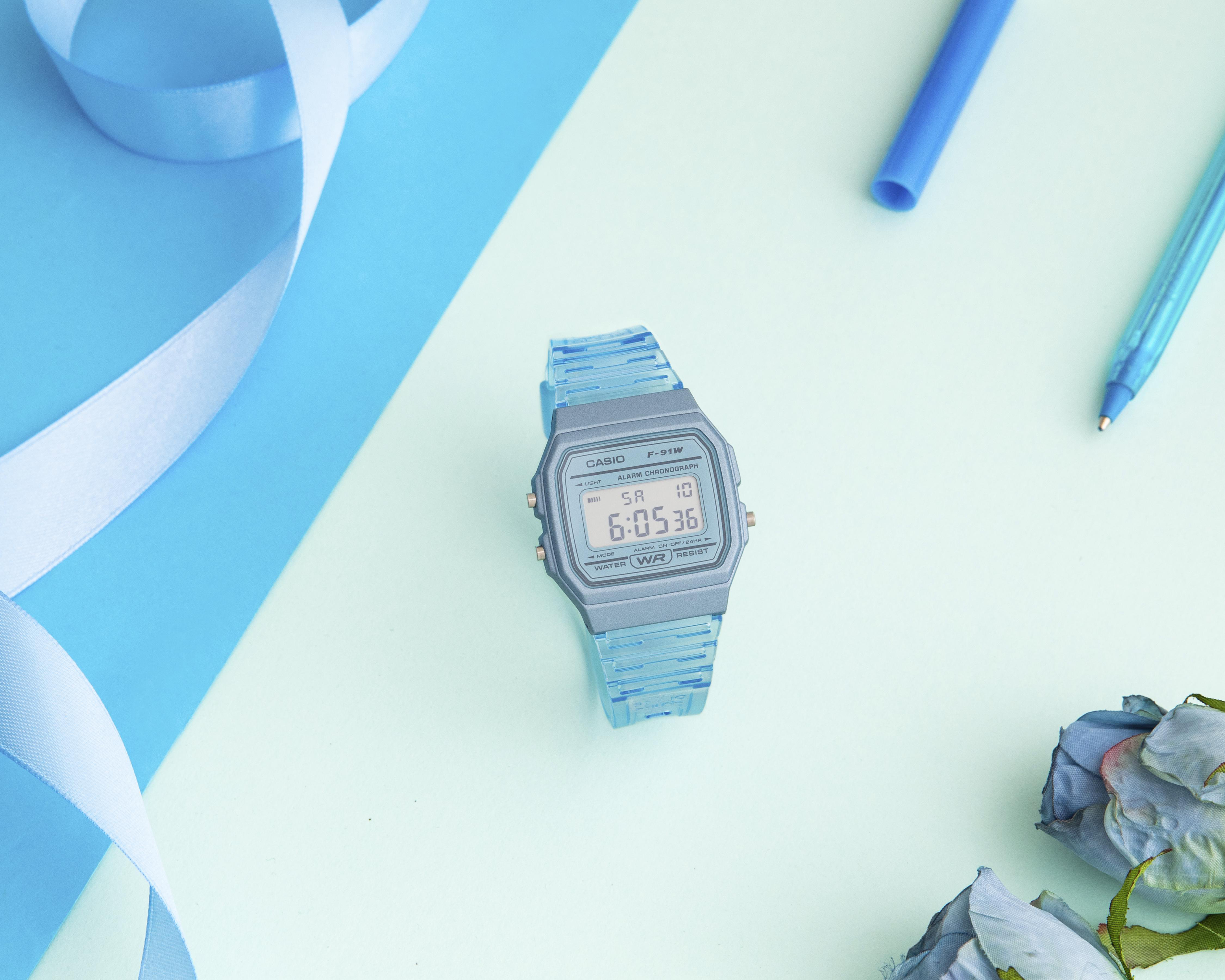 Foto 7 pulgar | Reloj para Mujer Casio Azul F-91WS-2CF