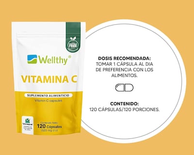 Foto 3 | Suplemento Alimenticio Wellthy Vitamina C 120 Cápsulas