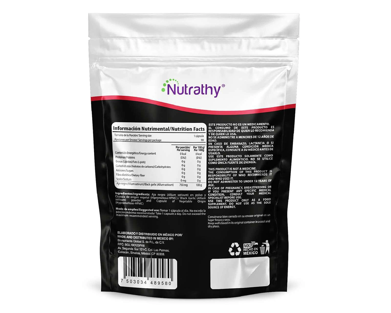 Foto 3 pulgar | Suplemento Alimenticio Nutrathy Ajo Negro 90 Cápsulas