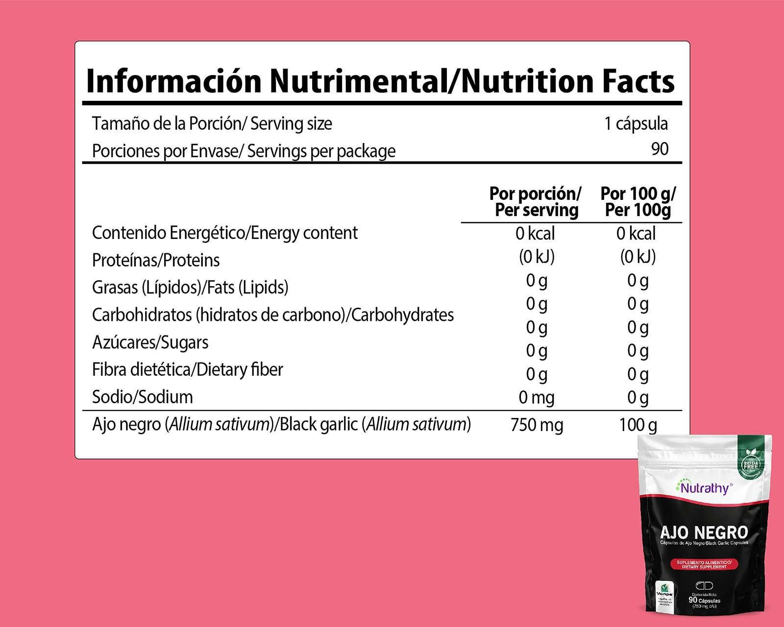 Foto 5 pulgar | Suplemento Alimenticio Nutrathy Ajo Negro 90 Cápsulas
