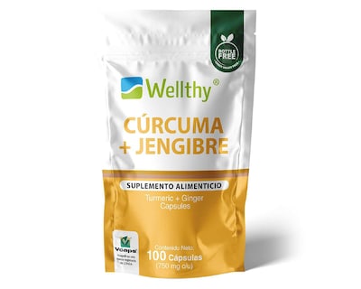 Foto 1 | Cúrcuma + Jengibre Wellthy 100 Cápsulas
