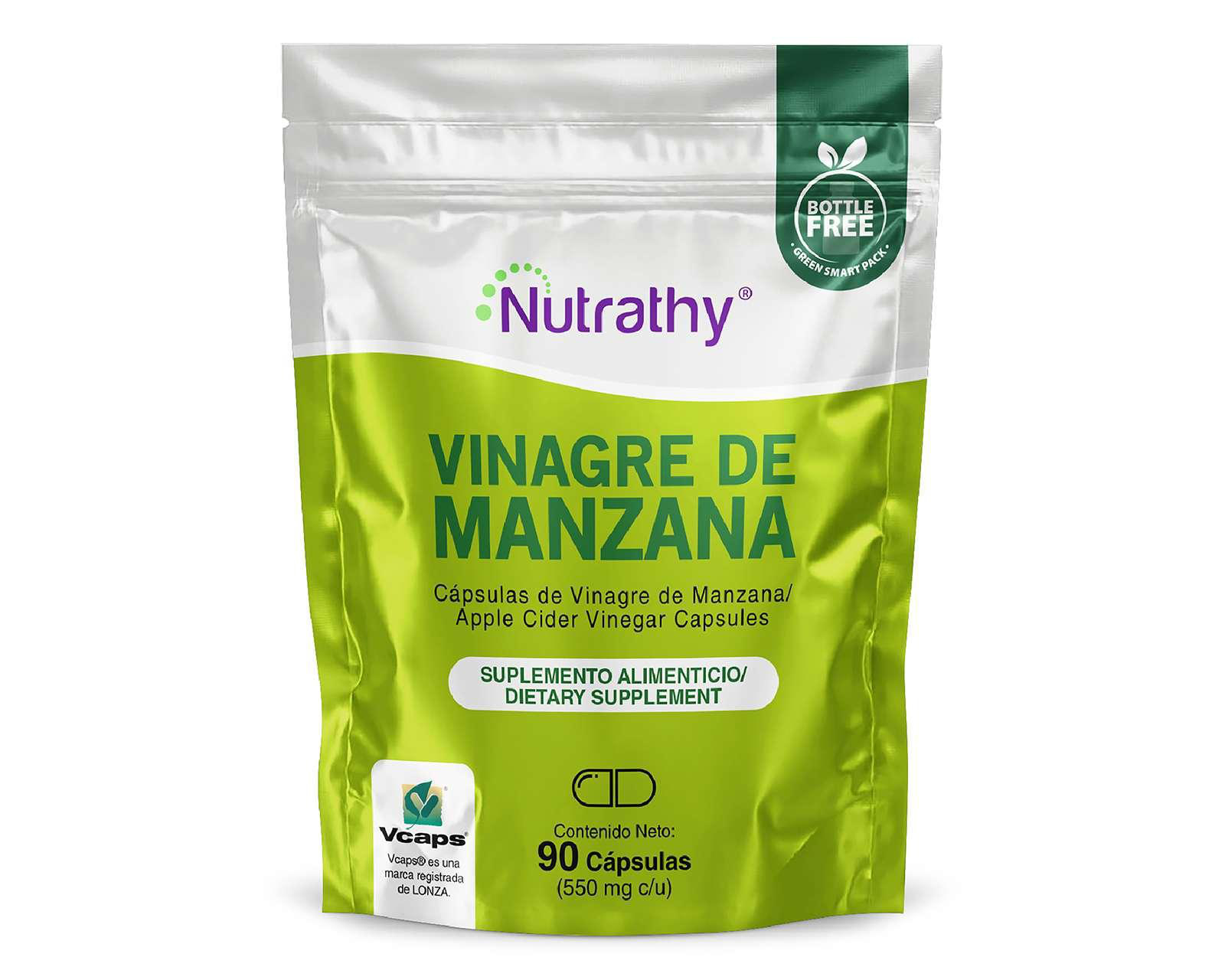 Foto 2 pulgar | Suplemento Alimenticio Nutrathy Vinagre de Manzana 90 Cápsulas