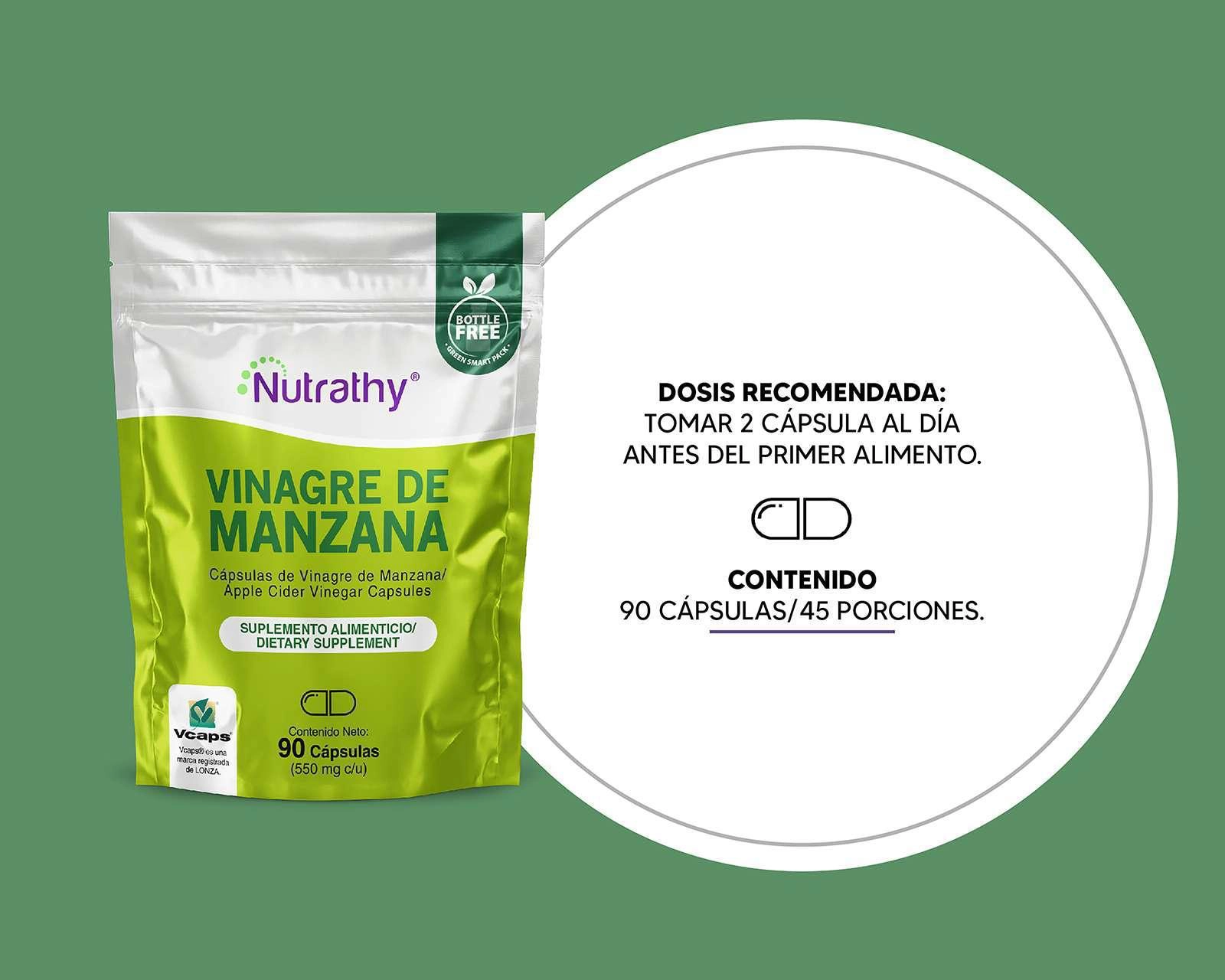 Foto 4 pulgar | Suplemento Alimenticio Nutrathy Vinagre de Manzana 90 Cápsulas