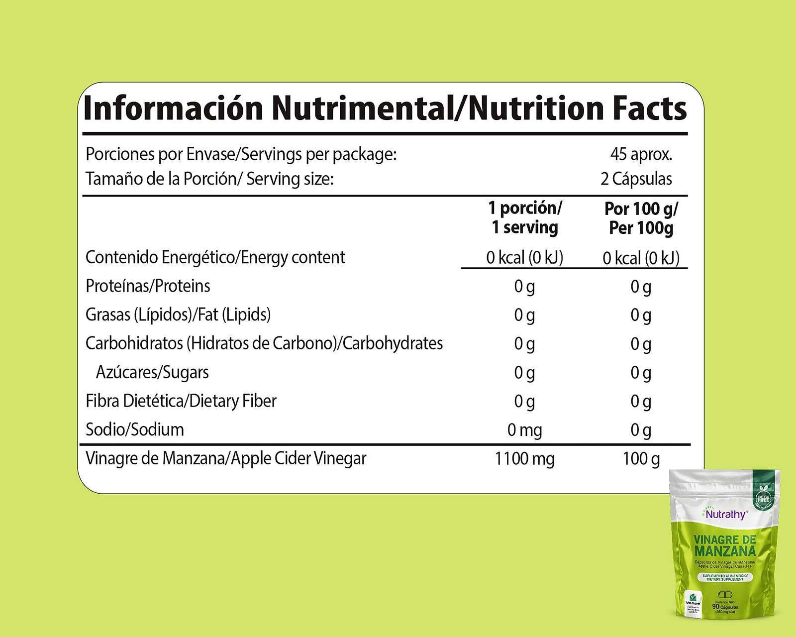 Foto 5 pulgar | Suplemento Alimenticio Nutrathy Vinagre de Manzana 90 Cápsulas