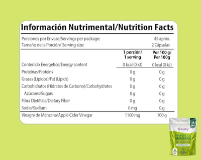 Foto 4 | Suplemento Alimenticio Nutrathy Vinagre de Manzana 90 Cápsulas