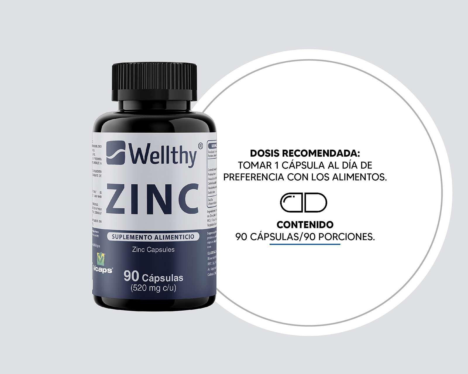 Foto 4 | Suplemento Alimenticio Wellthy Zinc 90 Cápsulas