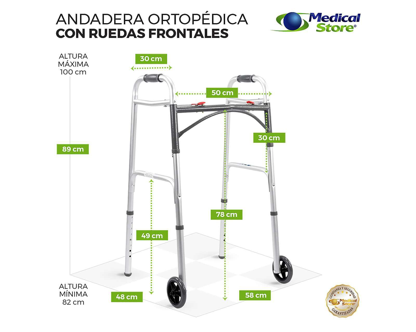 Foto 9 | Andadera de Aluminio Medical Store Ajustable 8 Niveles de Altura