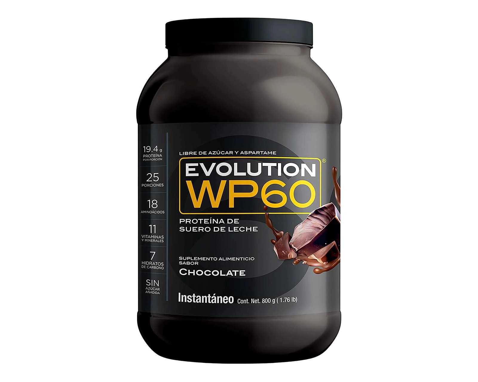 Foto 1 | Proteína de Suero de Leche Evolution WP60 Sabor Chocolate sin Gluten 800 g