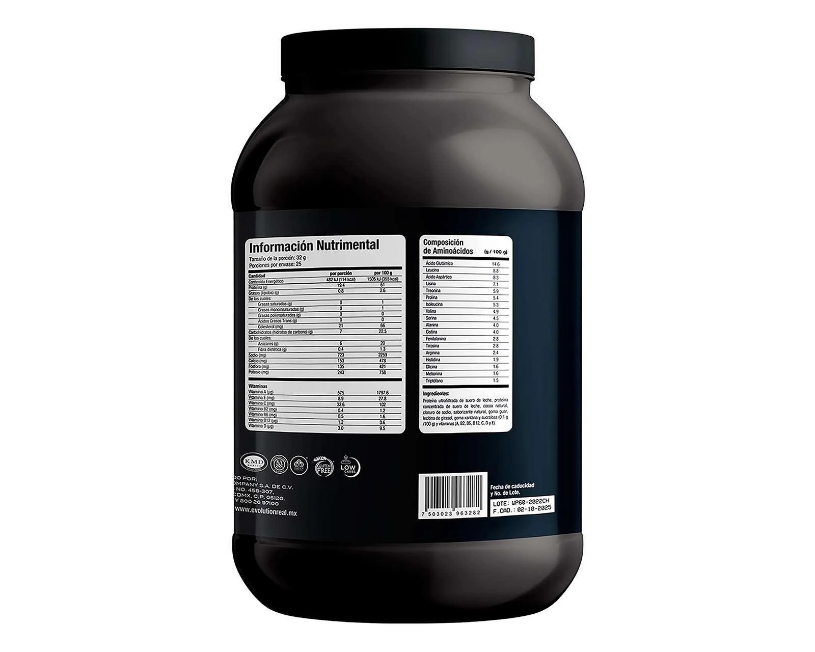 Foto 4 pulgar | Proteína de Suero de Leche Evolution WP60 Sabor Chocolate sin Gluten 800 g