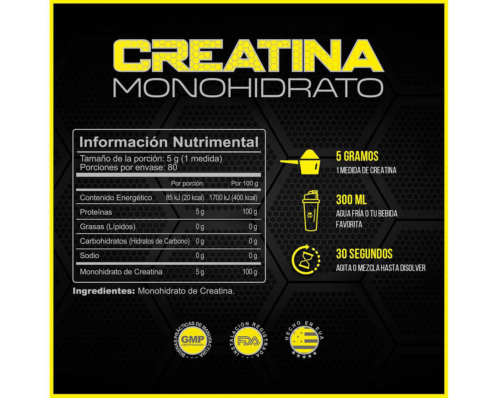 Foto 4 pulgar | Suplemento Alimenticio Fozagen Creatina Monohidrato