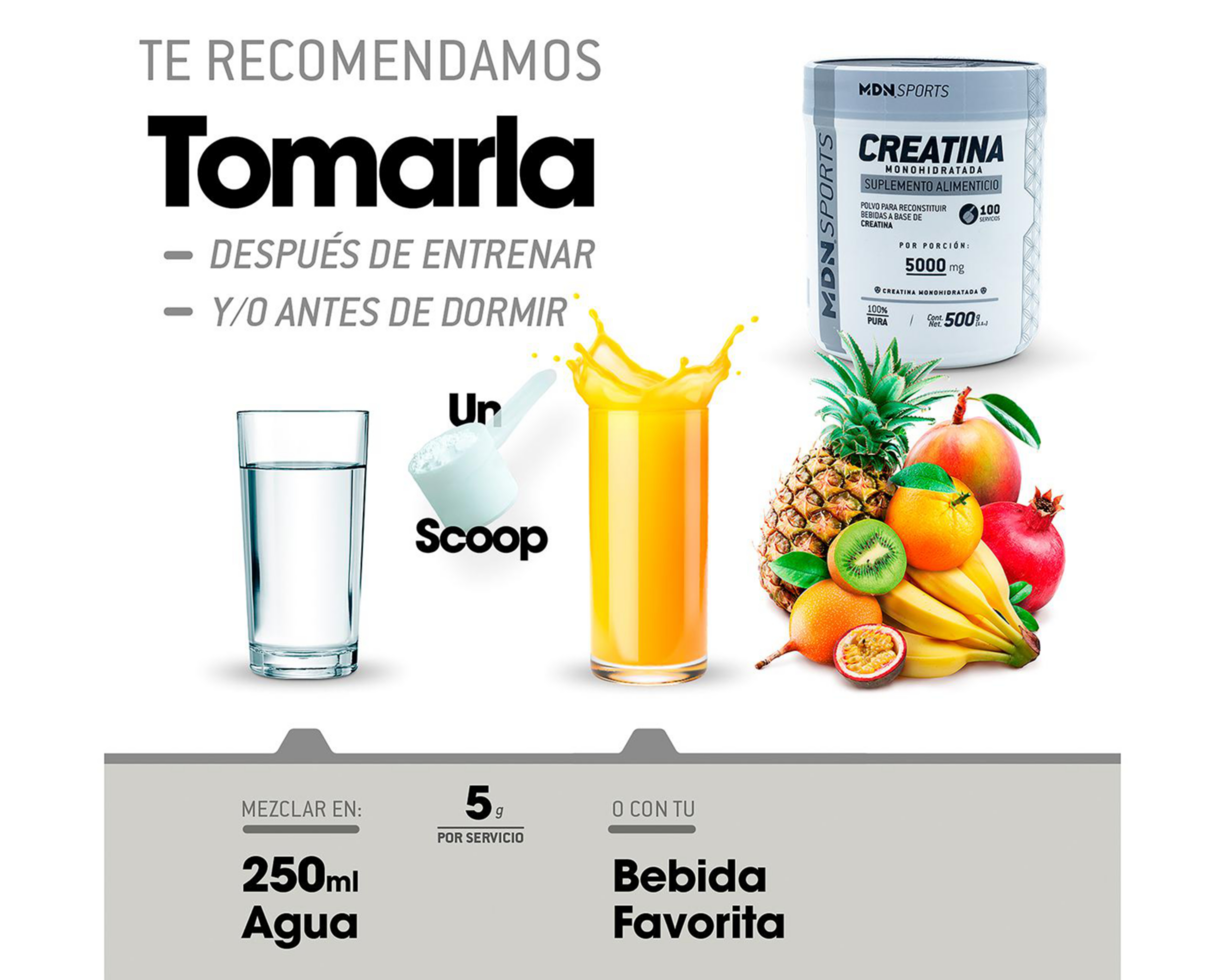 Foto 7 pulgar | Creatina Monohidratada MDN Sports 500 g
