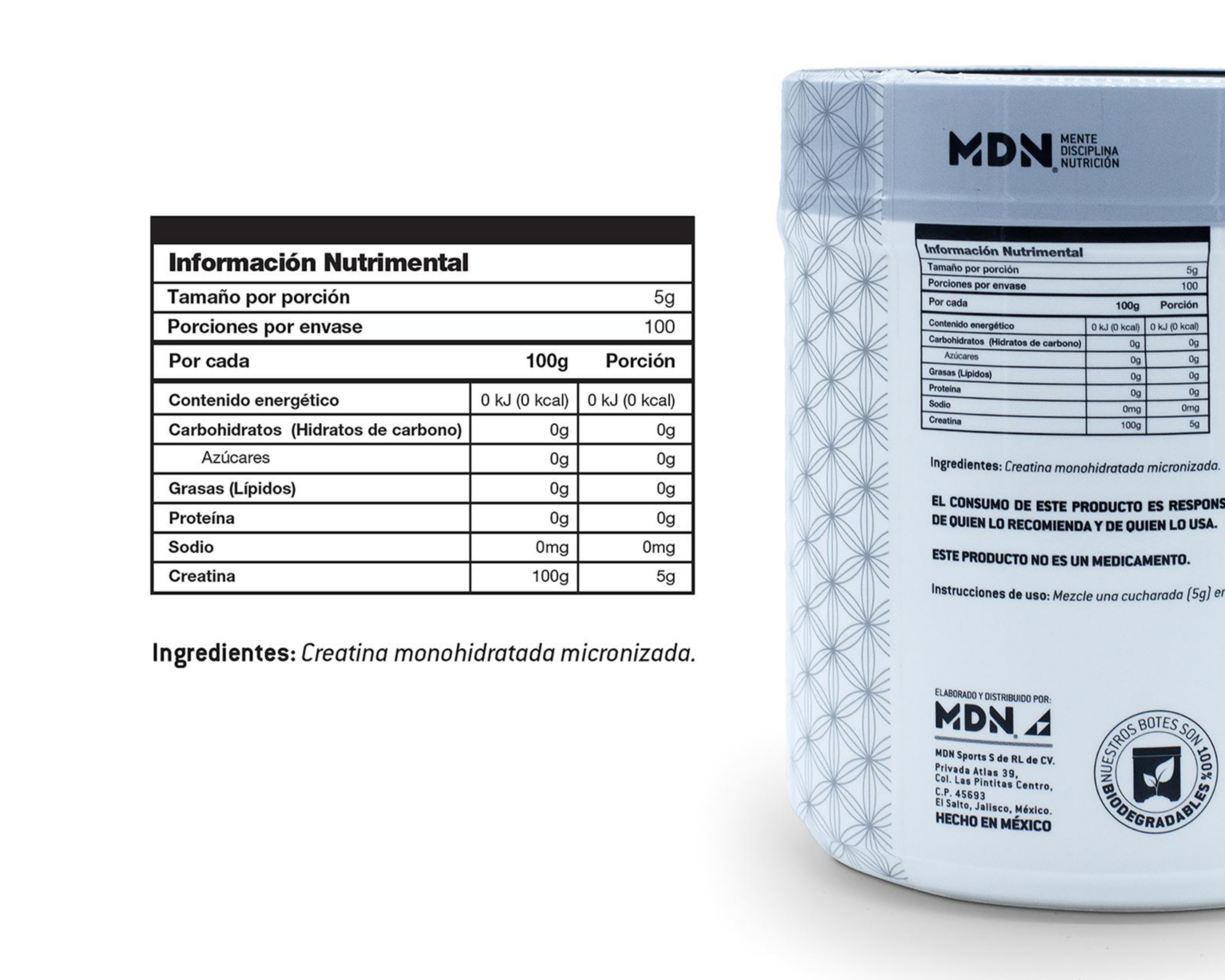 Foto 8 pulgar | Creatina Monohidratada MDN Sports 500 g