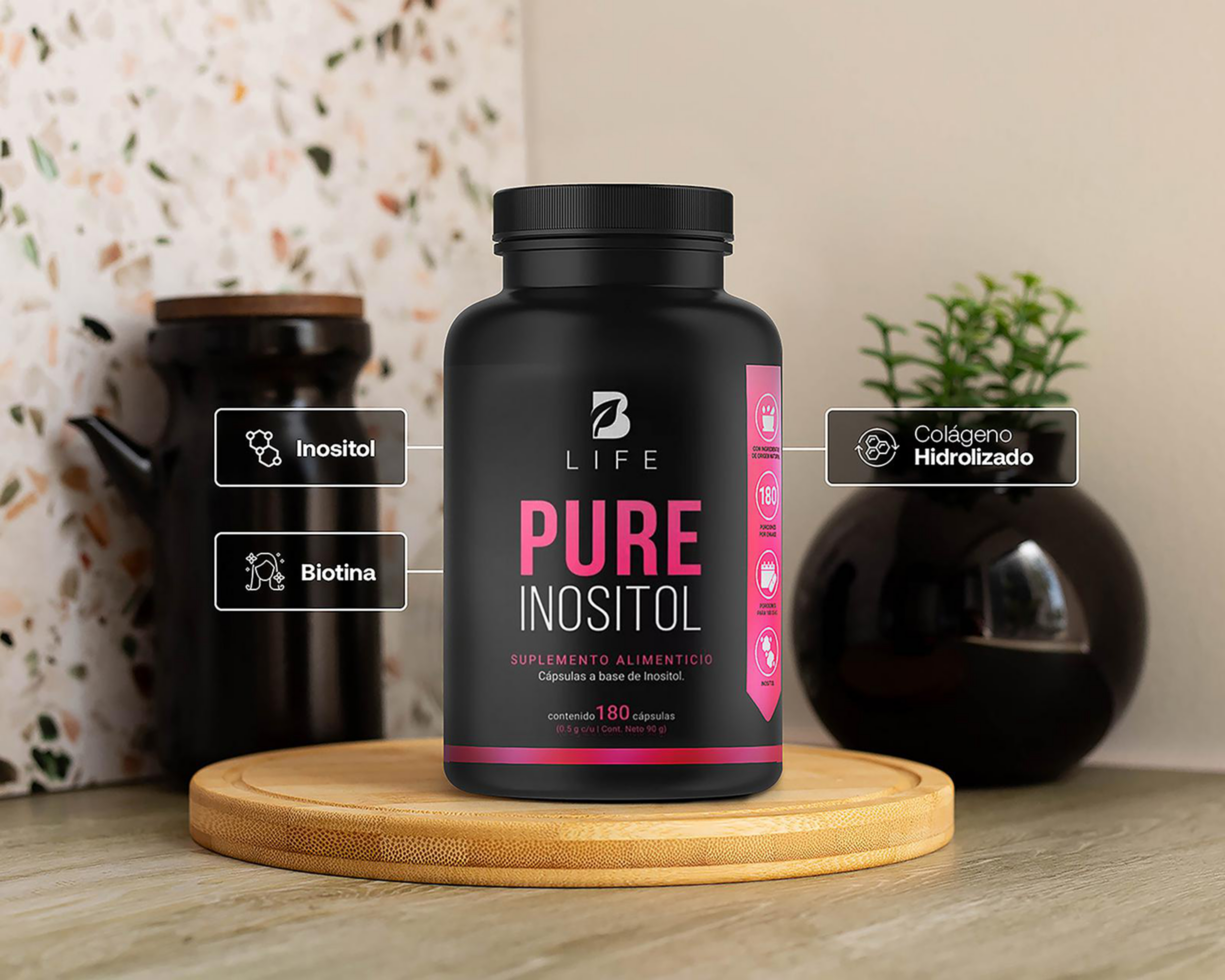 Foto 4 | Suplemento Alimenticio B Life Inositol, Colágeno y Biotina 180 Cápsulas