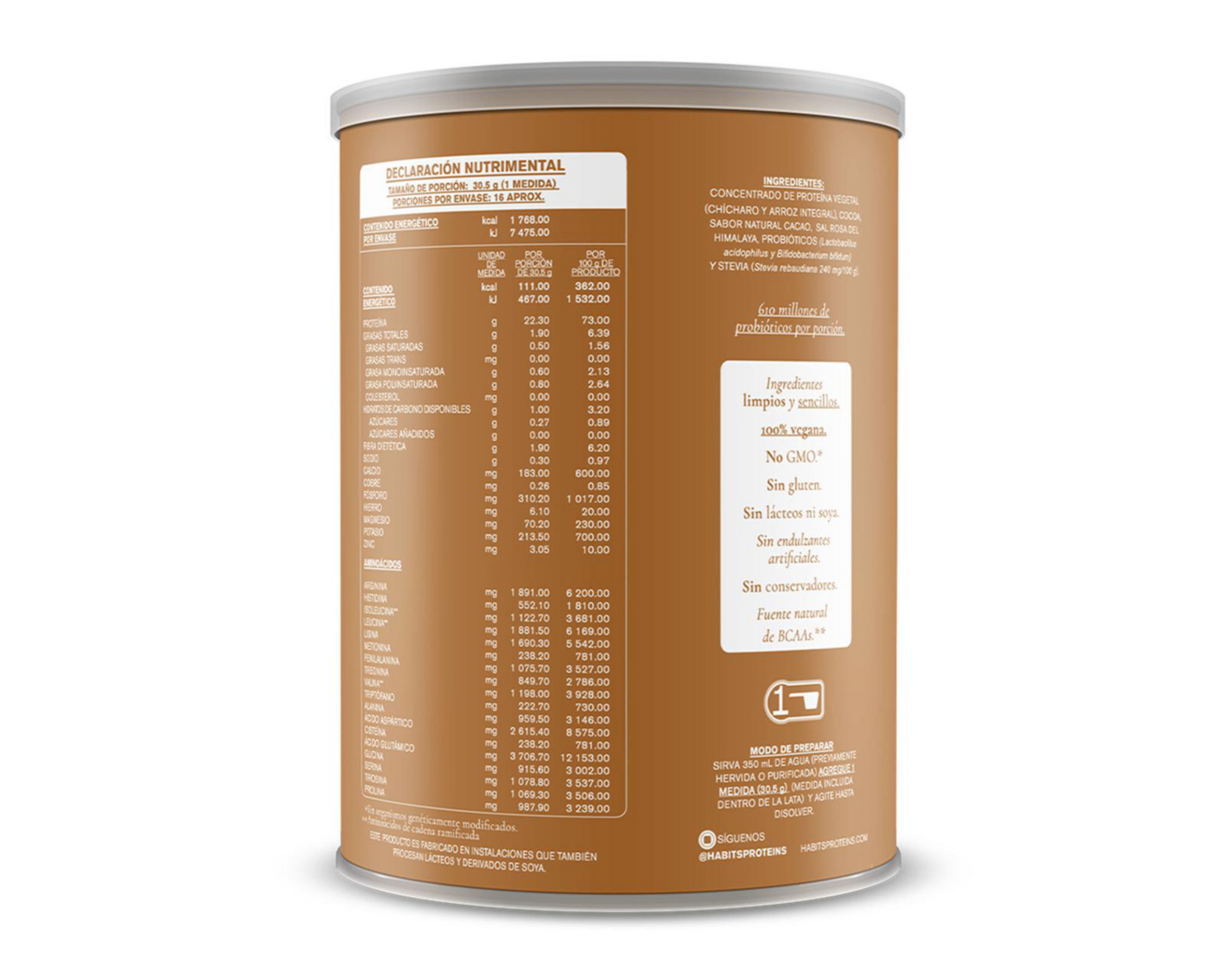 Foto 2 | Proteína Vegetal Habits Sabor Cacao 488 g