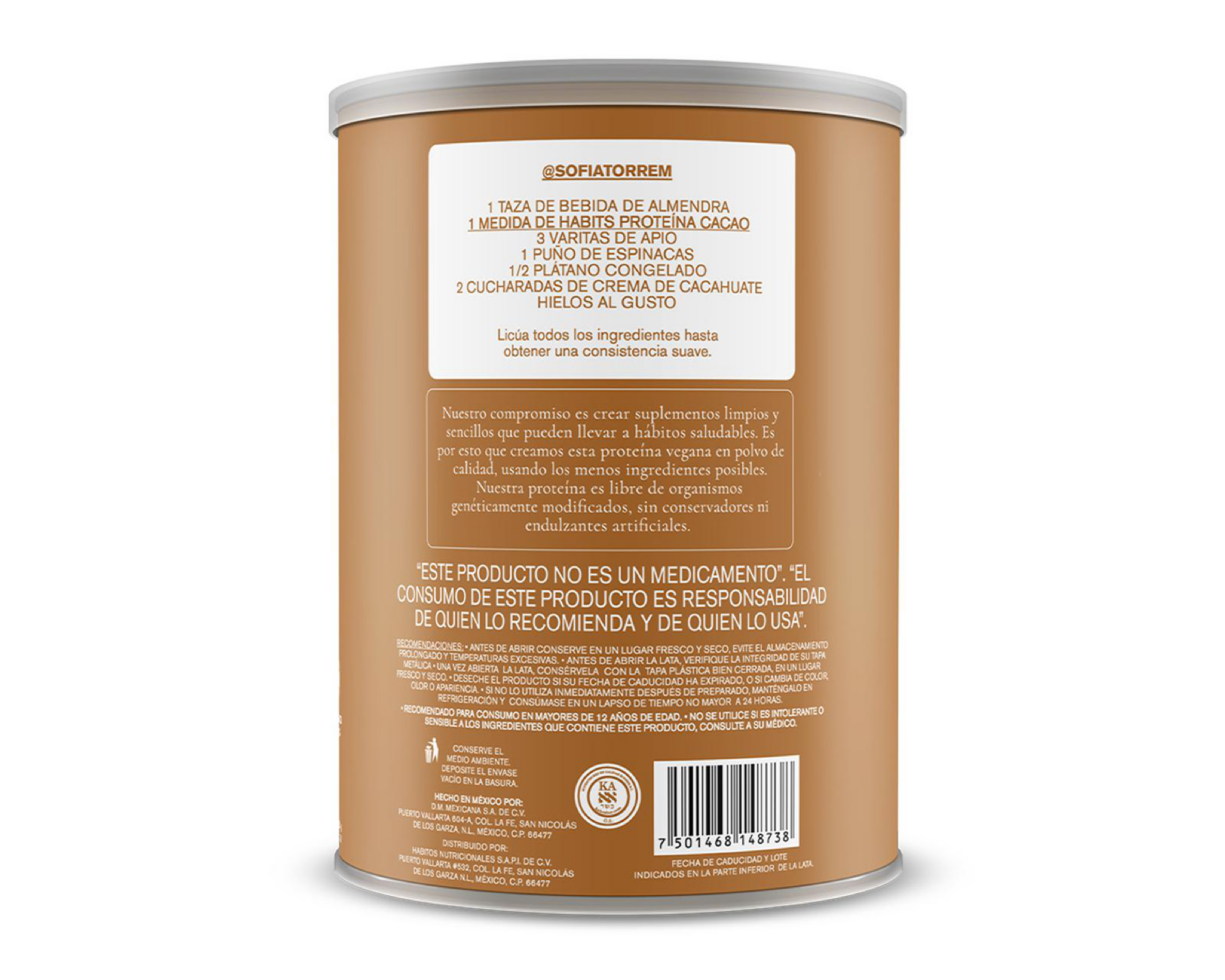 Foto 4 pulgar | Proteína Vegetal Habits Sabor Cacao 488 g