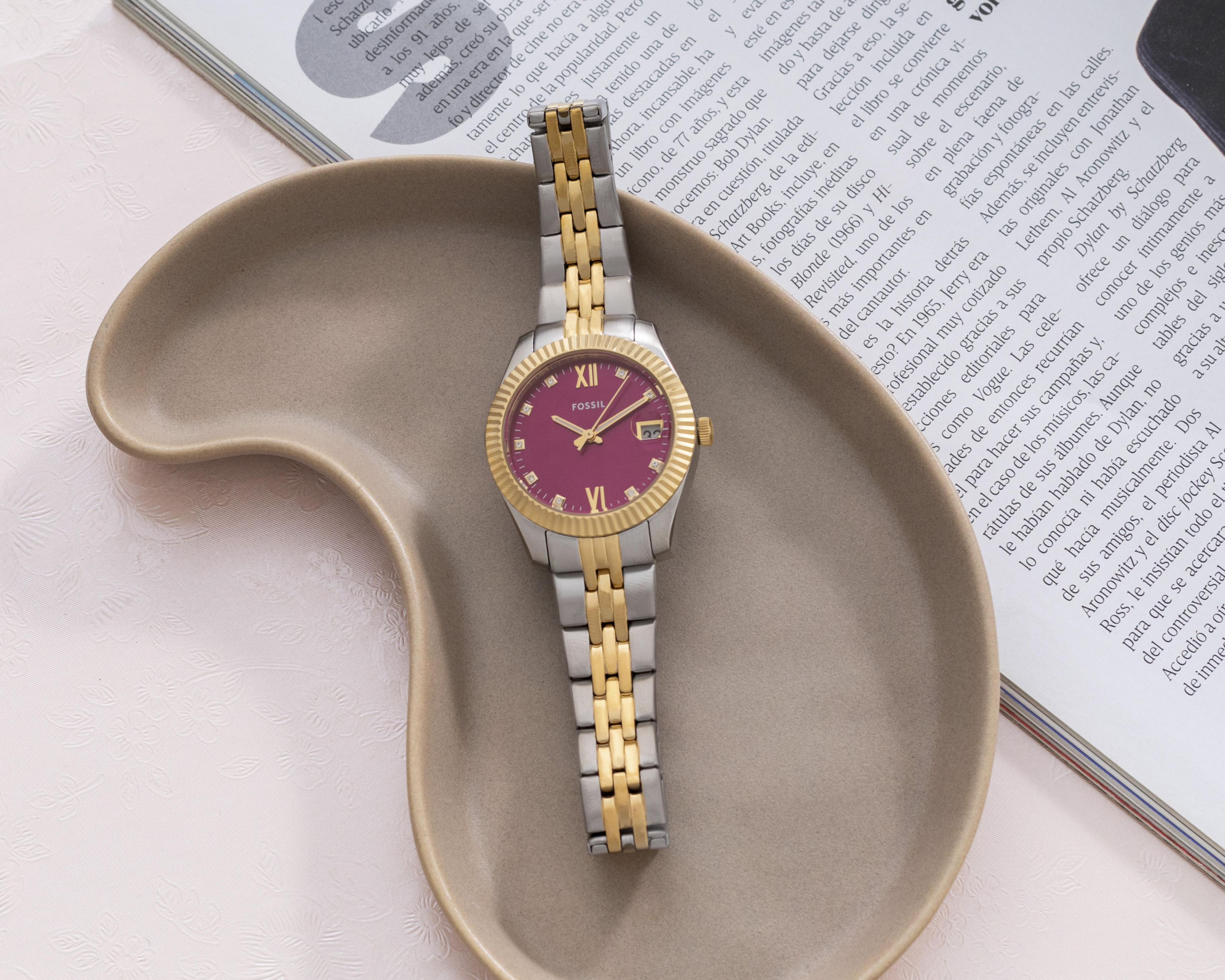 Foto 6 pulgar | Reloj Fossil Scarlette ES5337 Dorado-Plateado