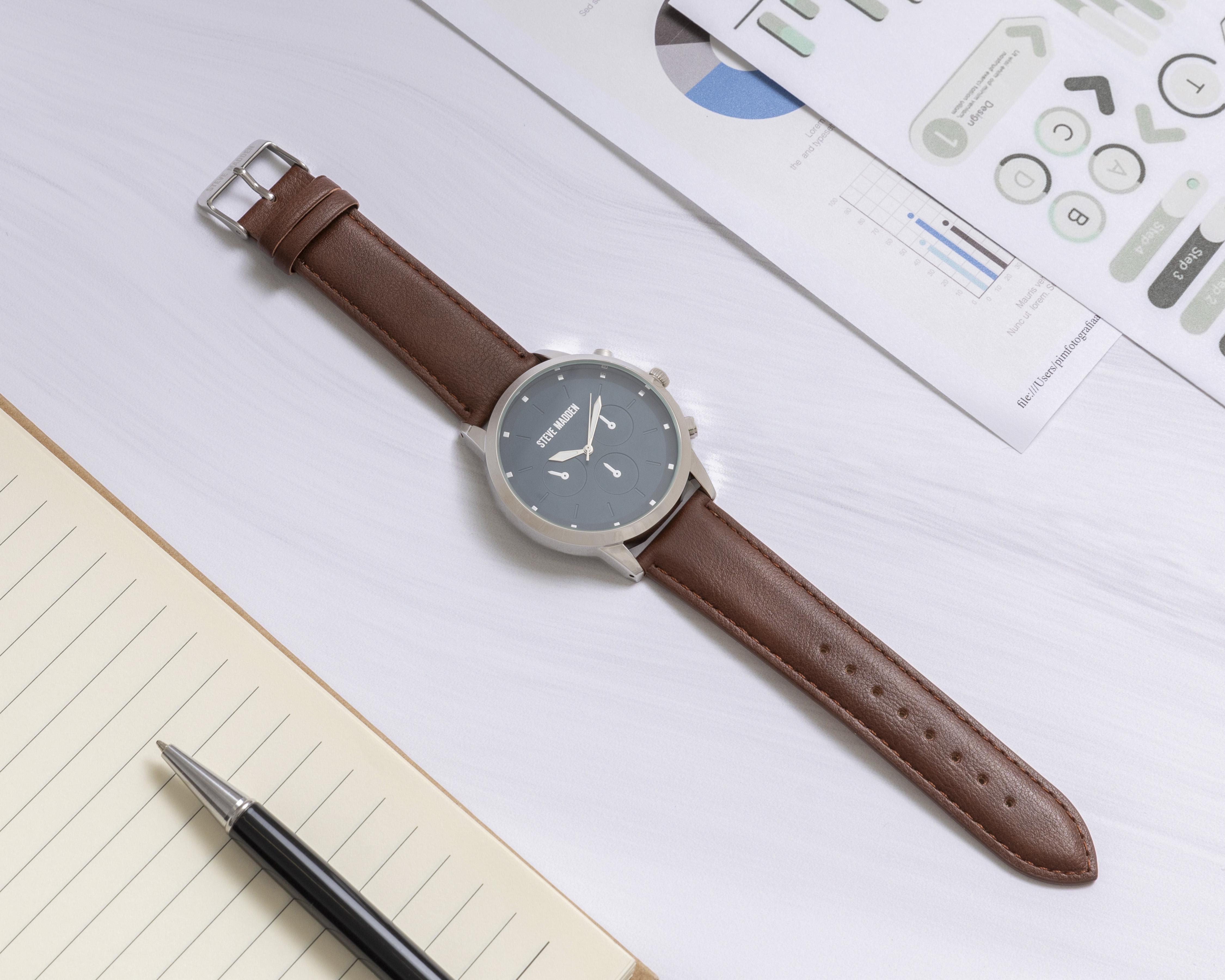 Foto 6 pulgar | Reloj para Hombre Steve Madden SM9116NVSV Café
