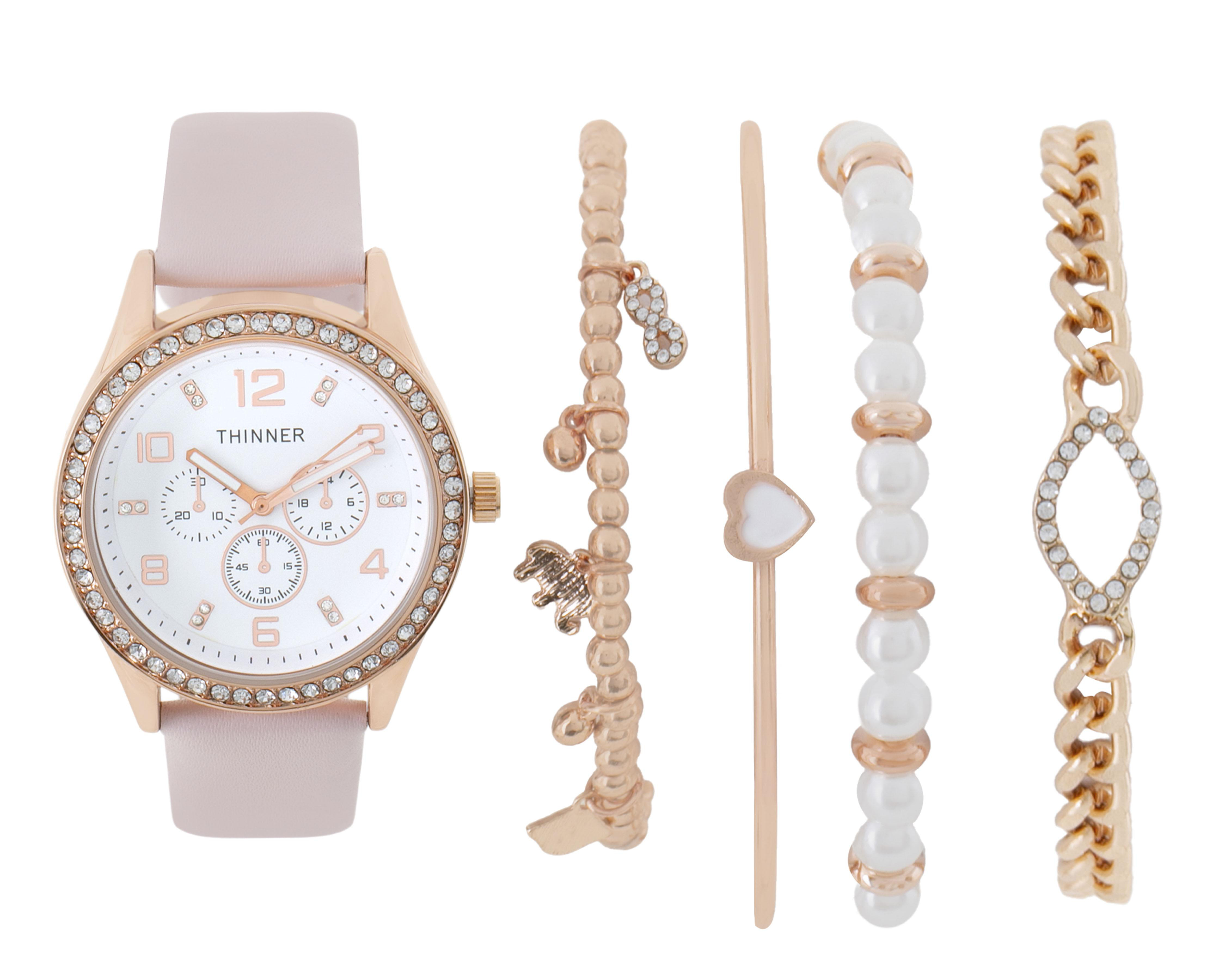 Reloj para Mujer Thinner Rosa con 4 Accesorios