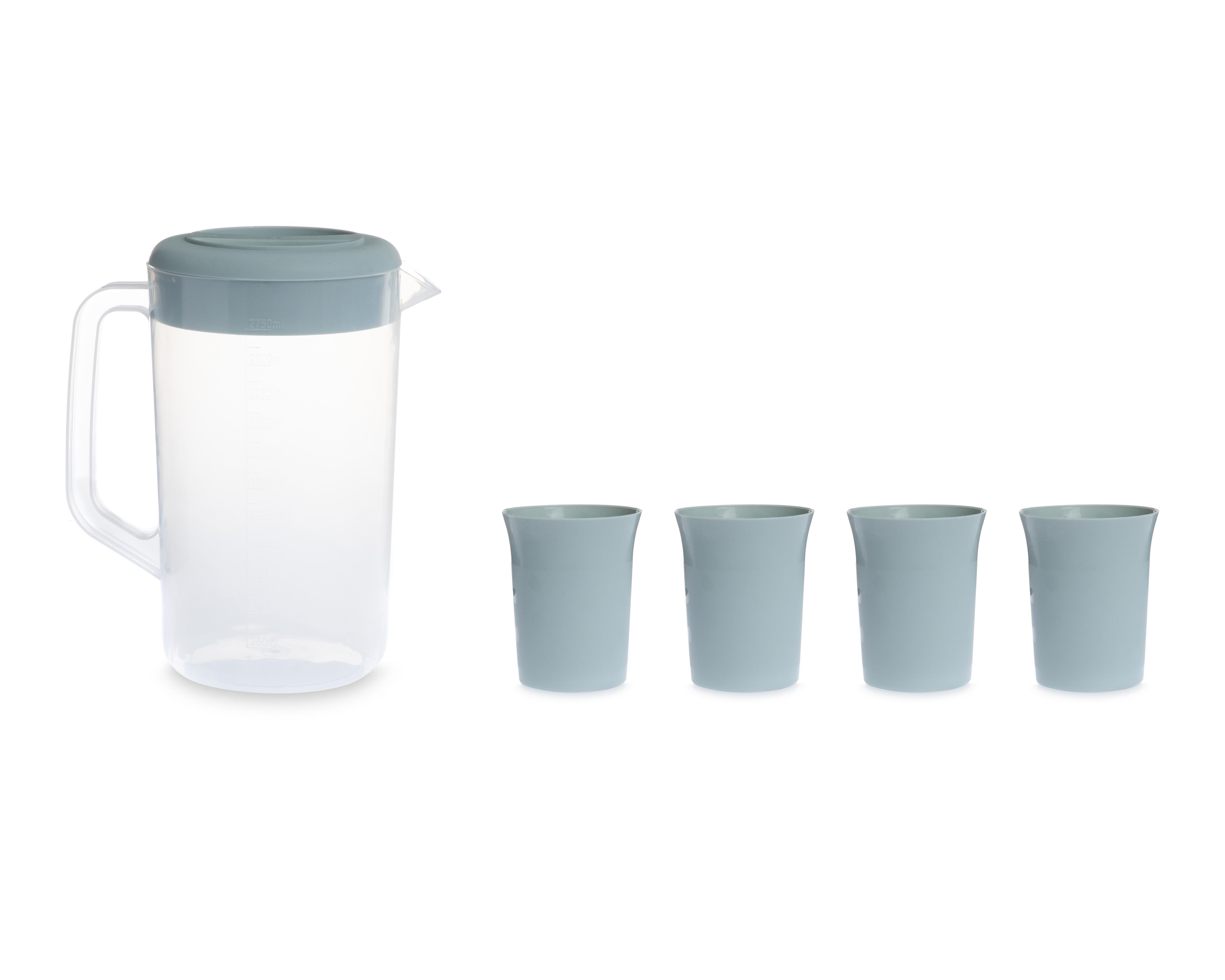 Jarra con Vasos de Plástico Tip Ware 5 Piezas $139