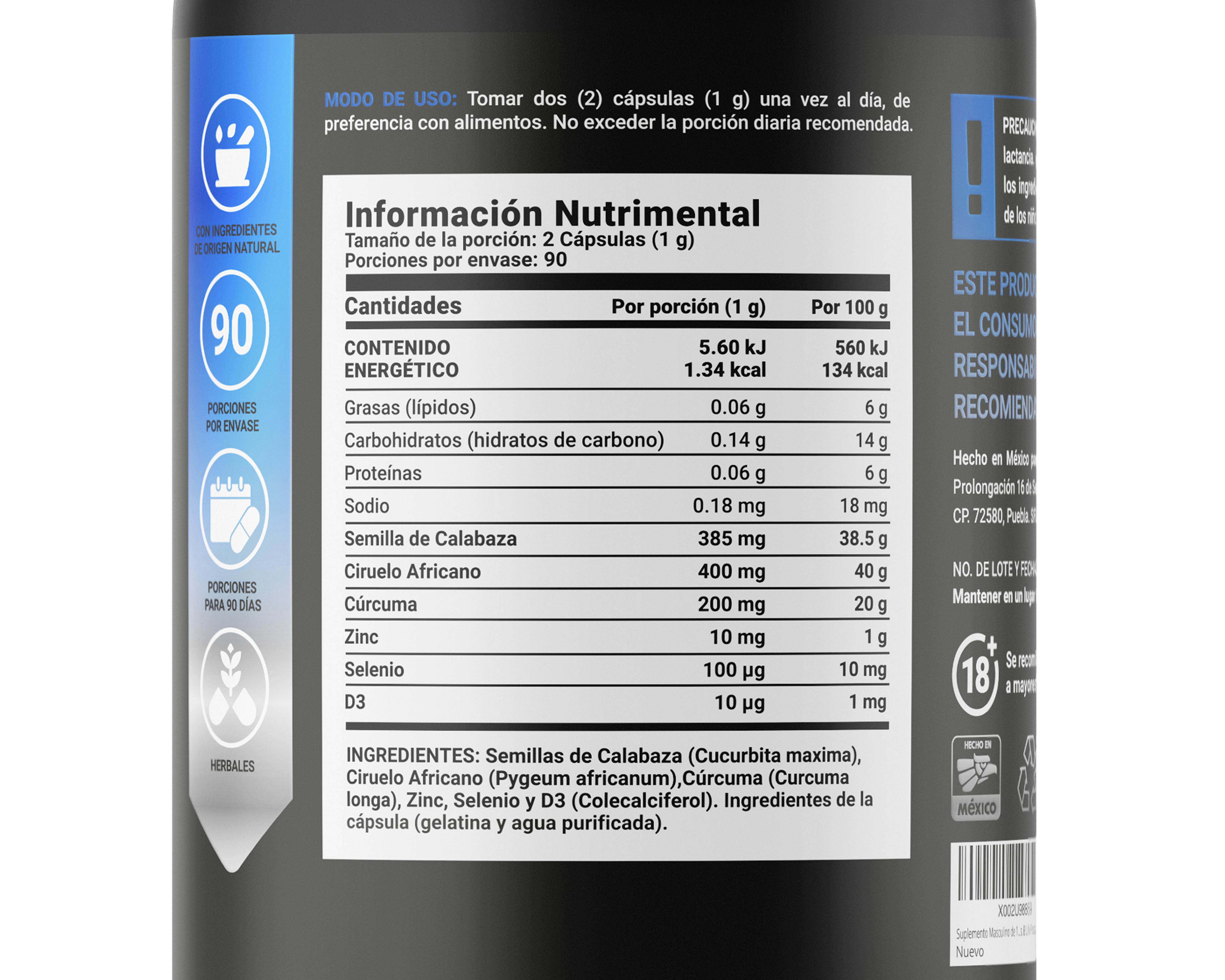 Foto 4 pulgar | Suplemento Alimenticio B Life Pros Blend con Semillas de Calabaza 180 Cápsulas